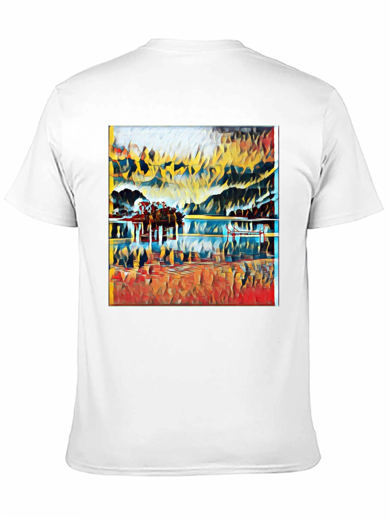 Abstract Landscape Print Black T-Shirt