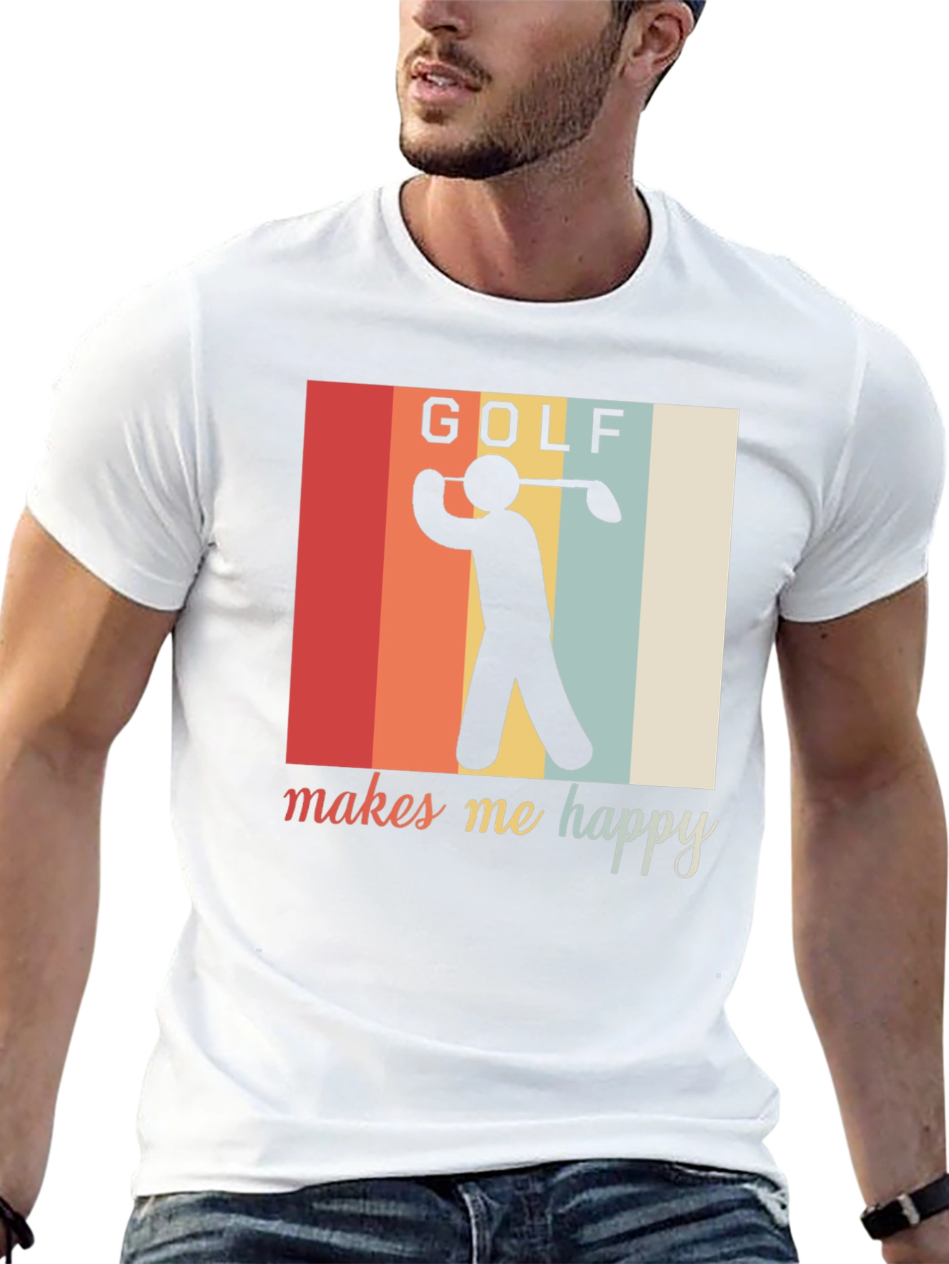 Golf Makes Me Happy T-Shirt Retro Style