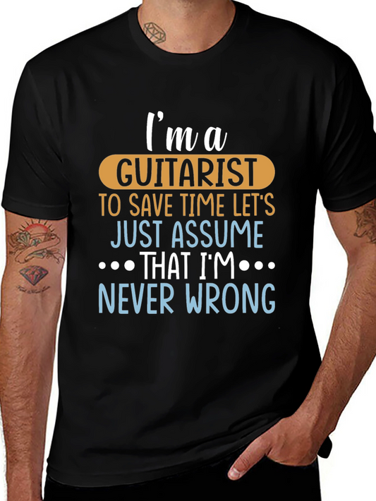 Guitarist Never Wrong Graphic Tee - Black Cotton T-Shirt