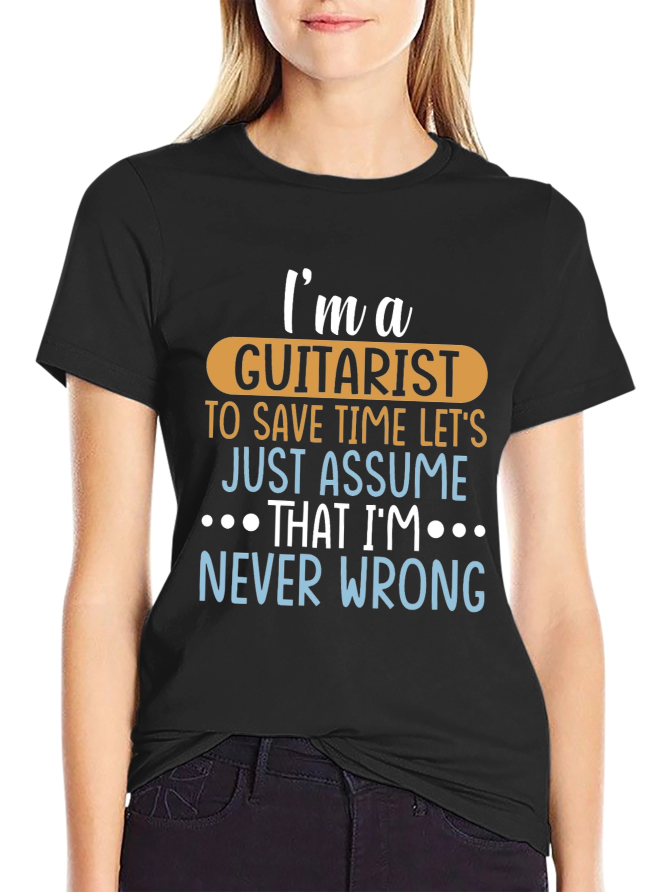 Guitarist Never Wrong Graphic Tee - Black Cotton T-Shirt