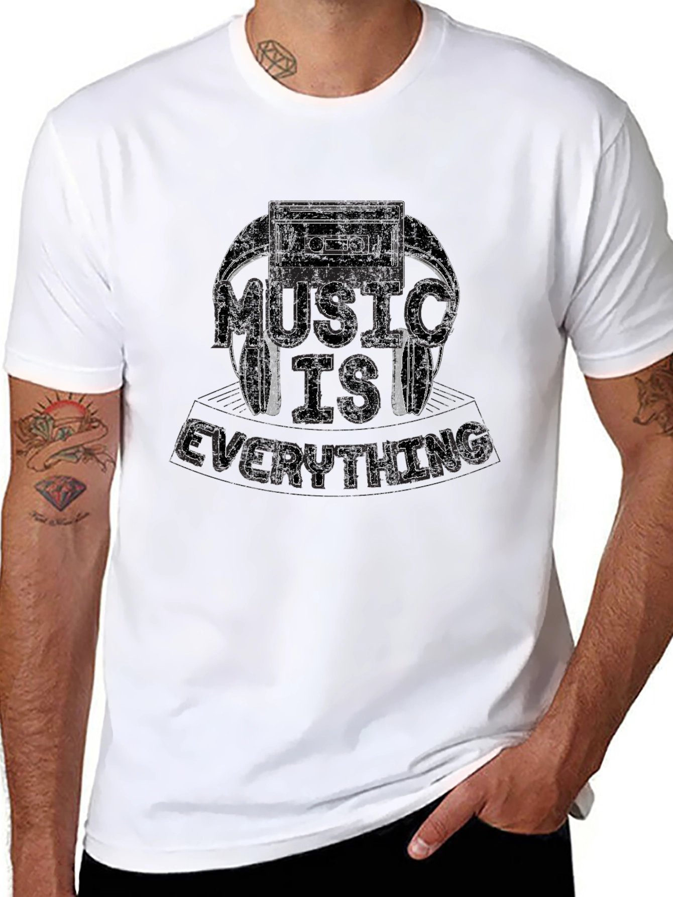 Music Is Everything Black Graphic Tee
