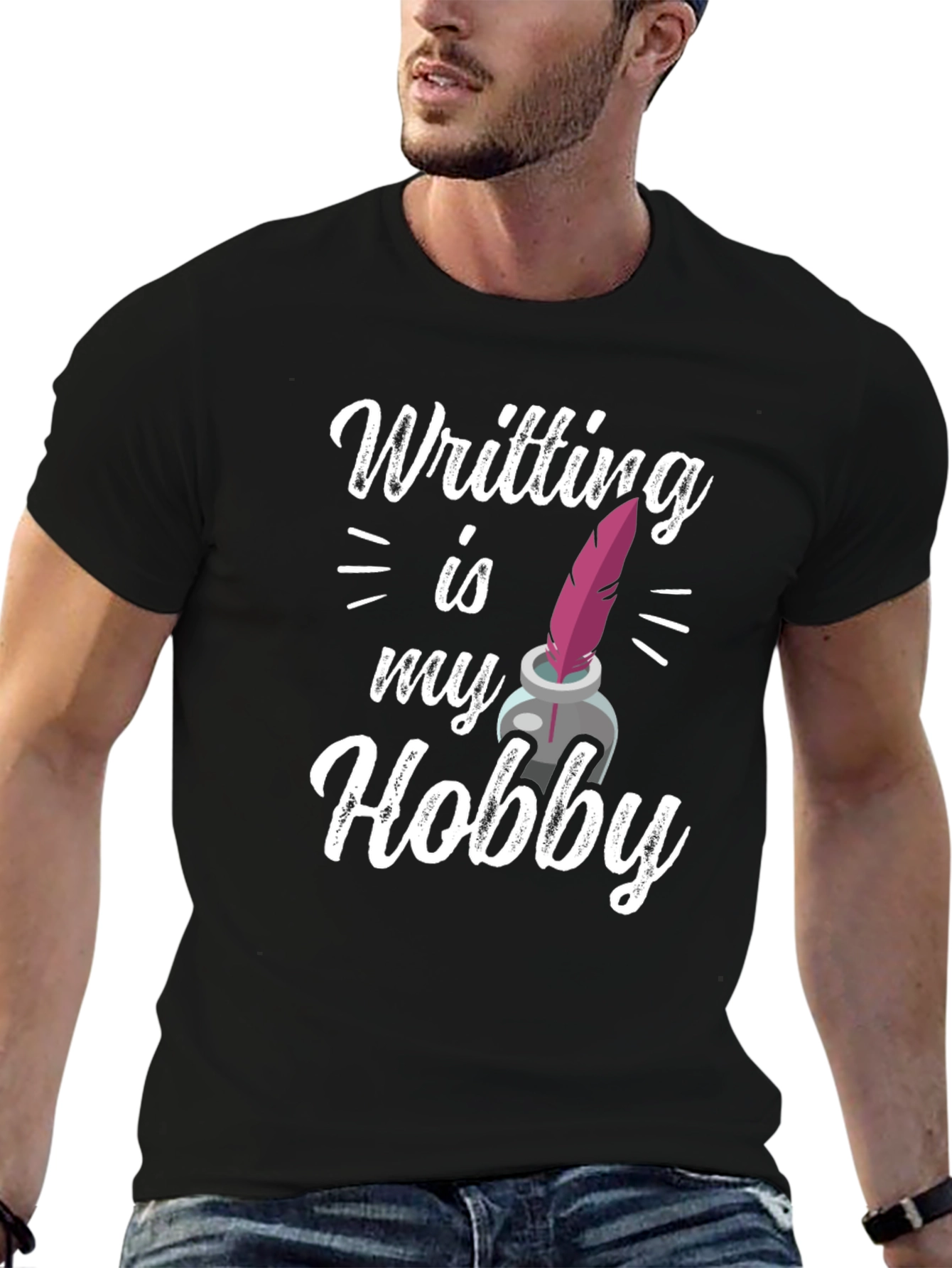 Writing is My Hobby T-Shirt - Black Graphic Tee