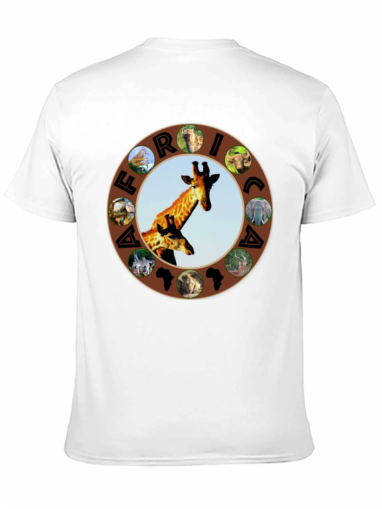 Africa Animals Graphic Tee - Black Crew Neck T-Shirt