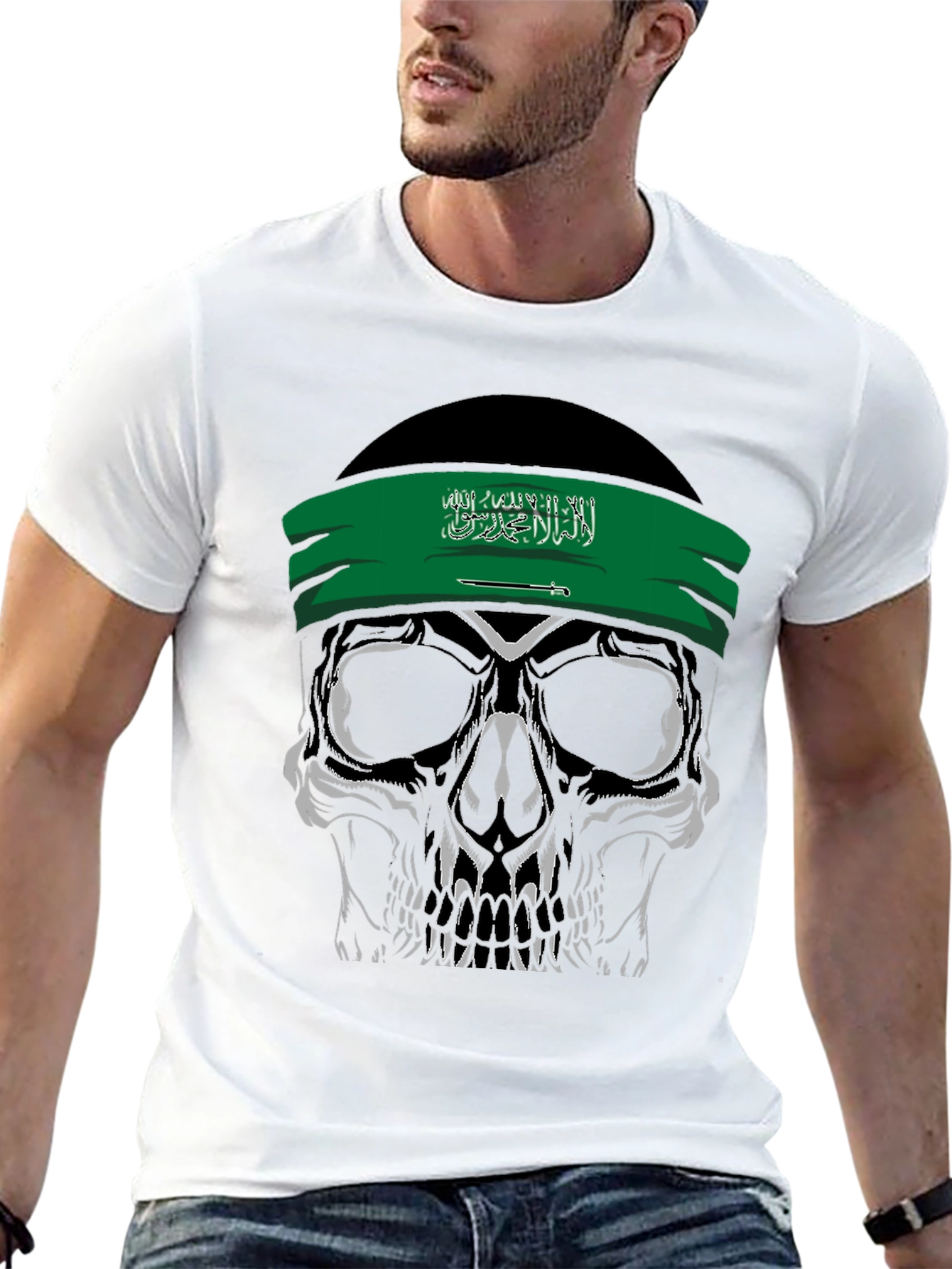 Saudi Skull T-Shirt - Edgy Saudi Arabia Pride