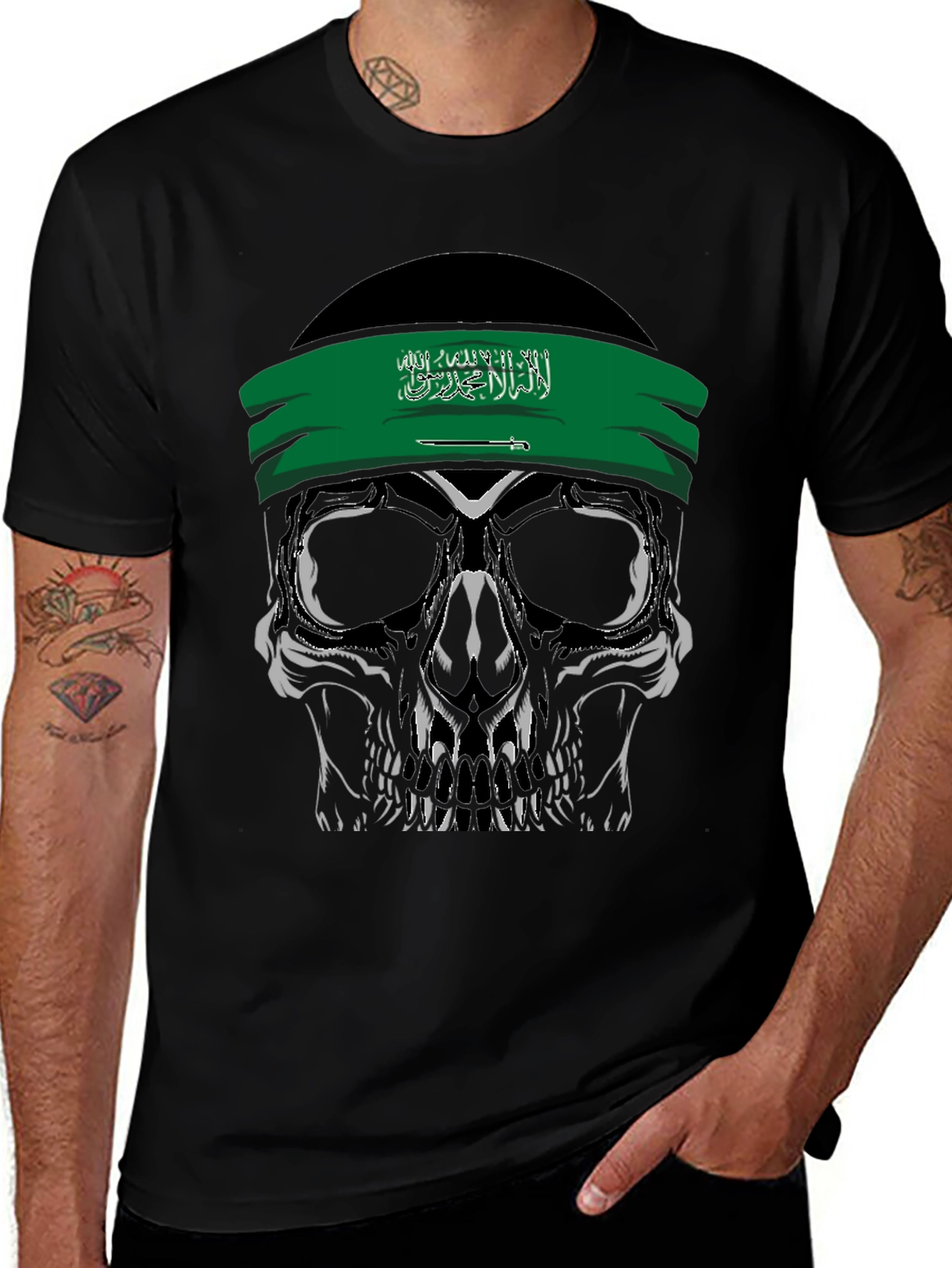 Saudi Skull T-Shirt - Edgy Saudi Arabia Pride