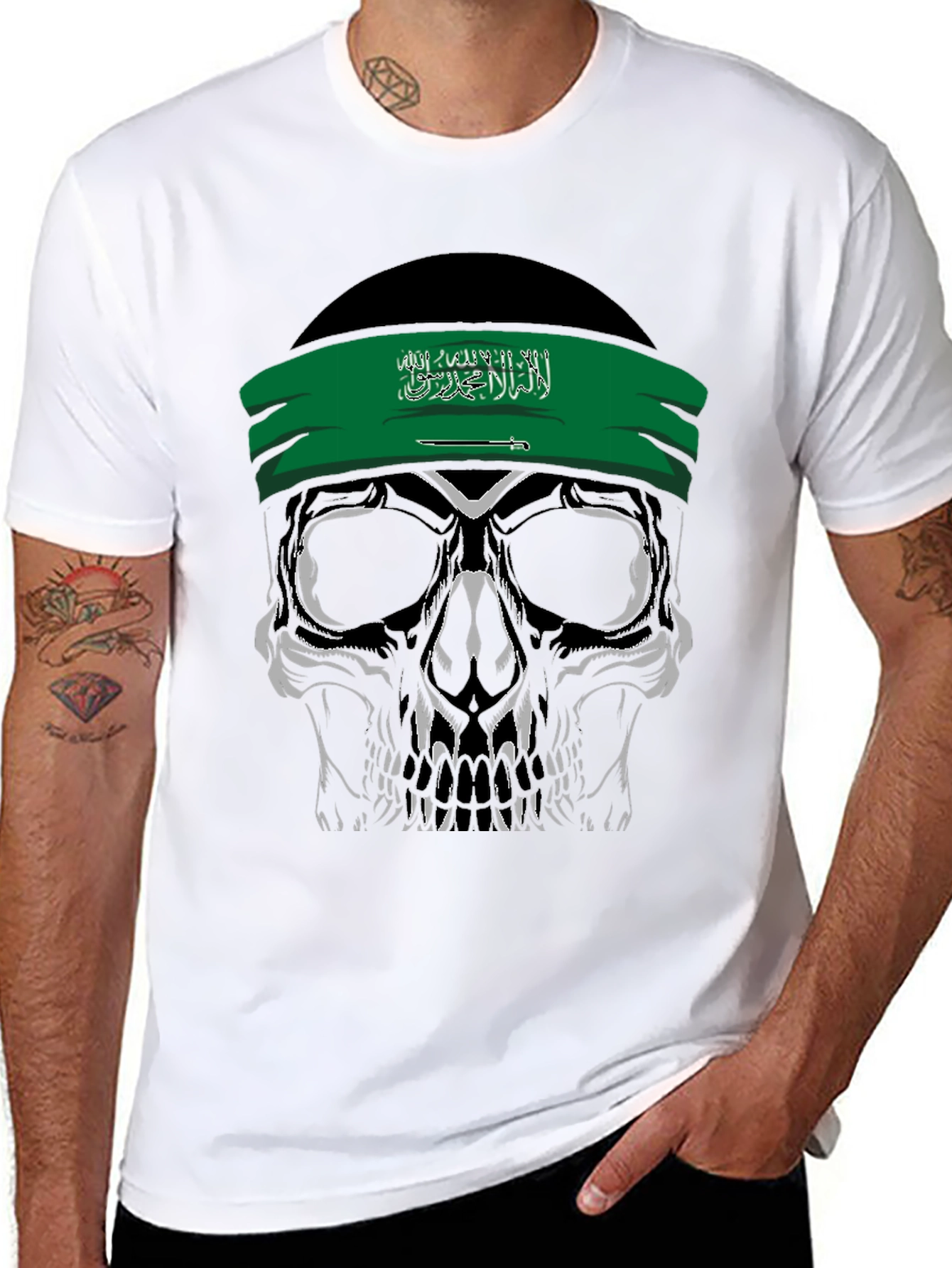 Saudi Skull T-Shirt - Edgy Saudi Arabia Pride