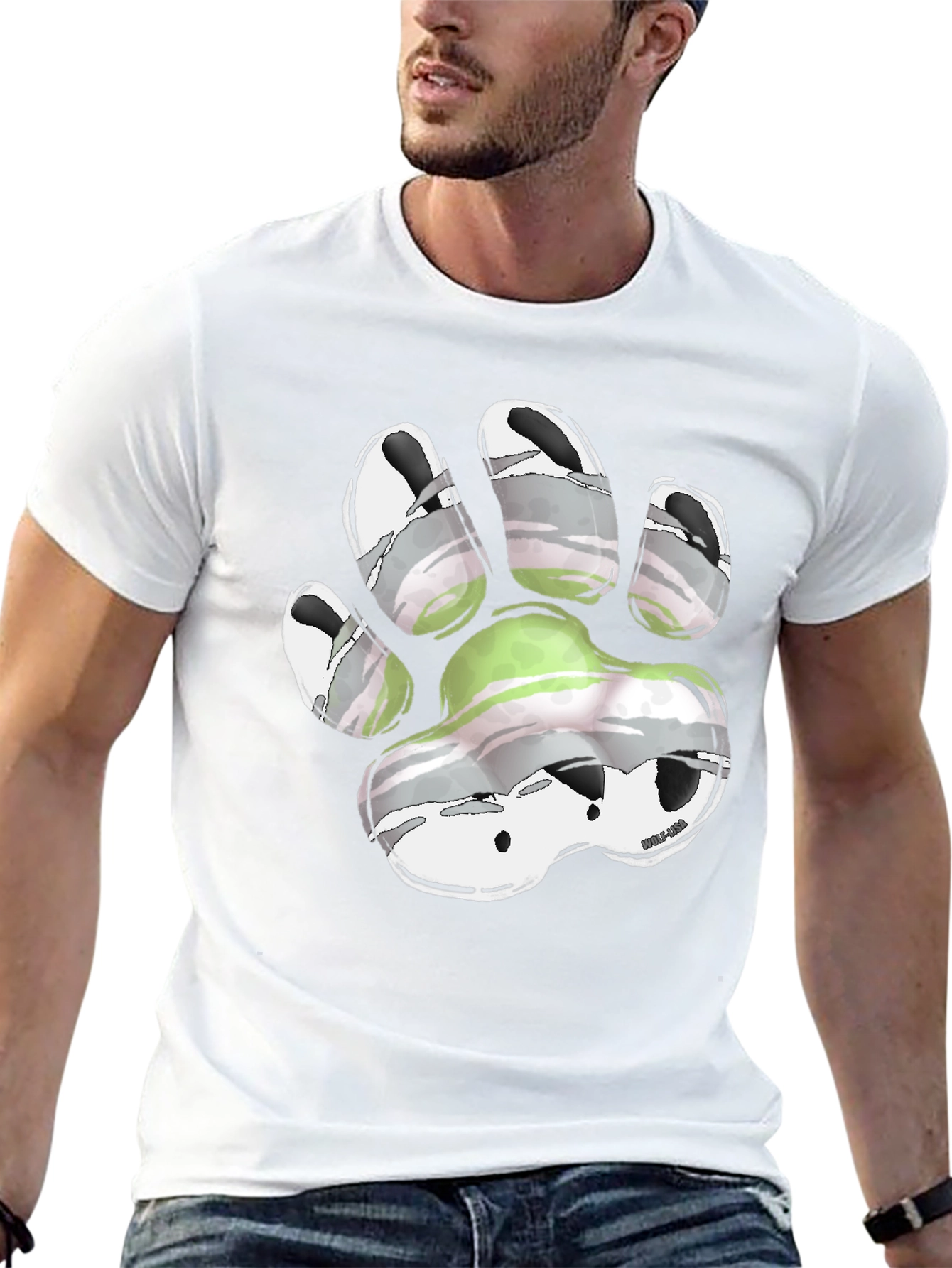 Aromantic Pride Paw Print T-Shirt