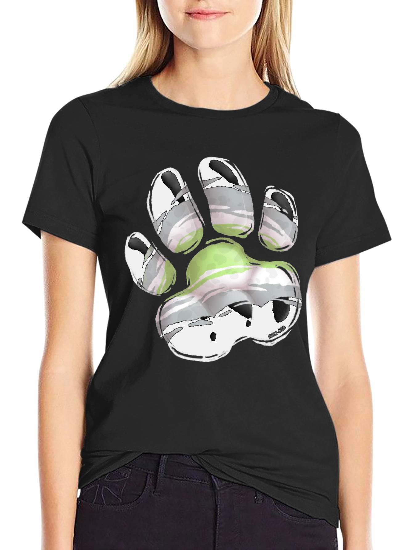 Aromantic Pride Paw Print T-Shirt