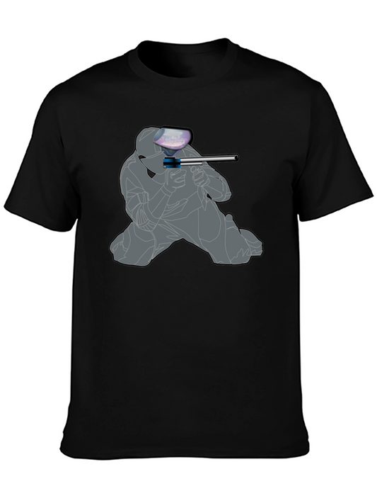 Paintball Player Graphic T-Shirt - Black