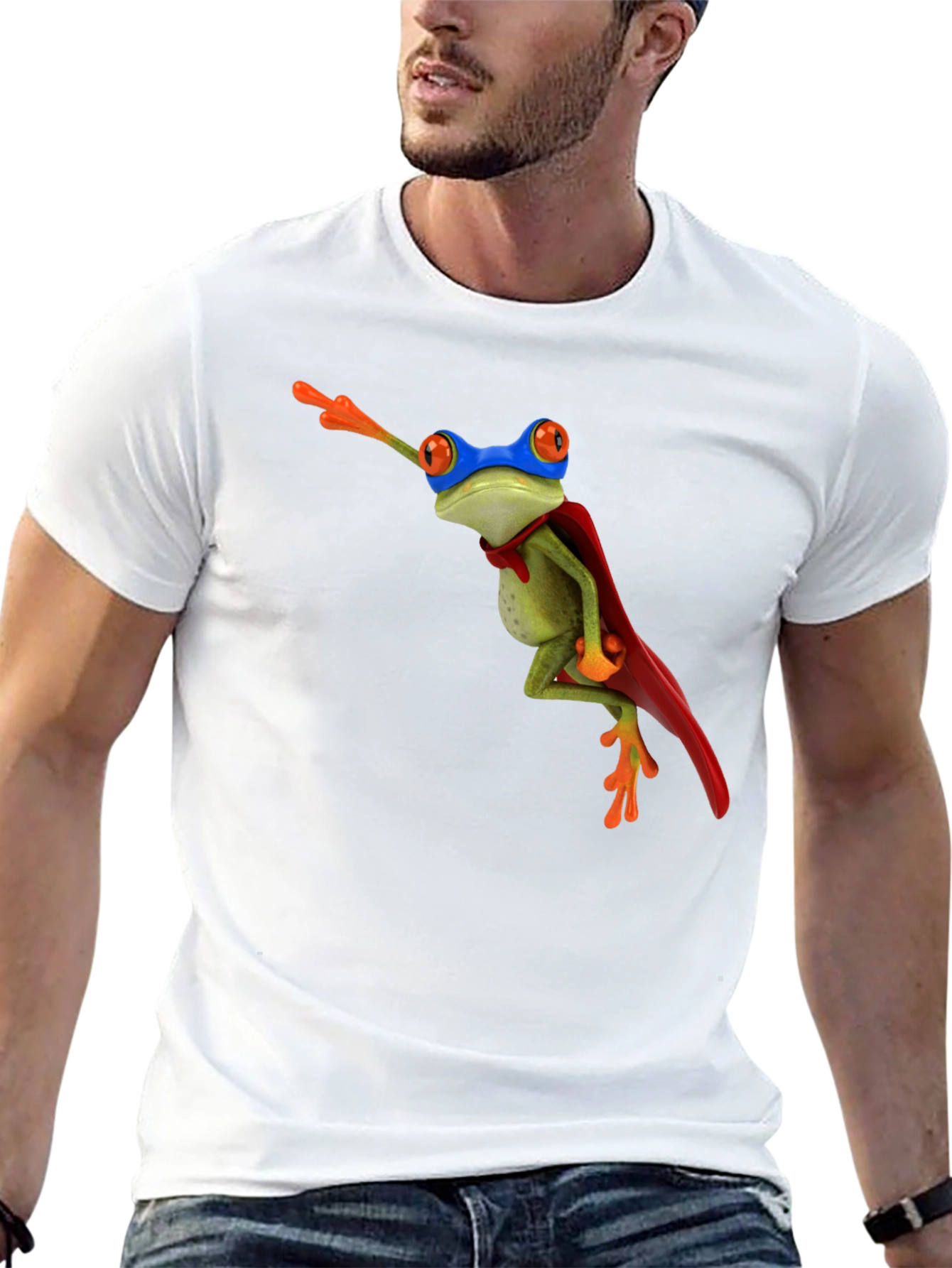 Superhero Frog Black T-Shirt