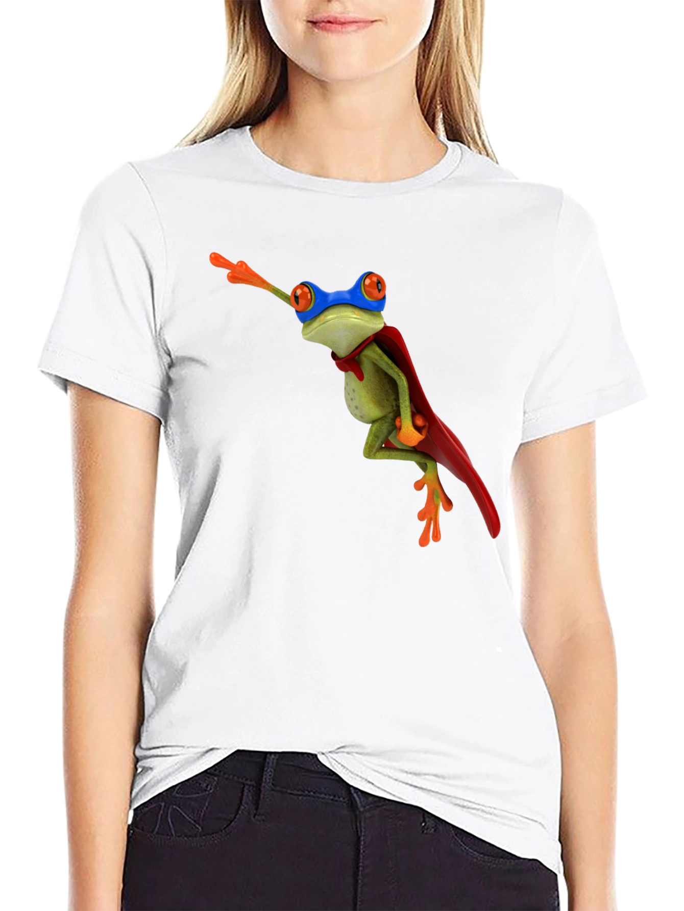 Superhero Frog Black T-Shirt