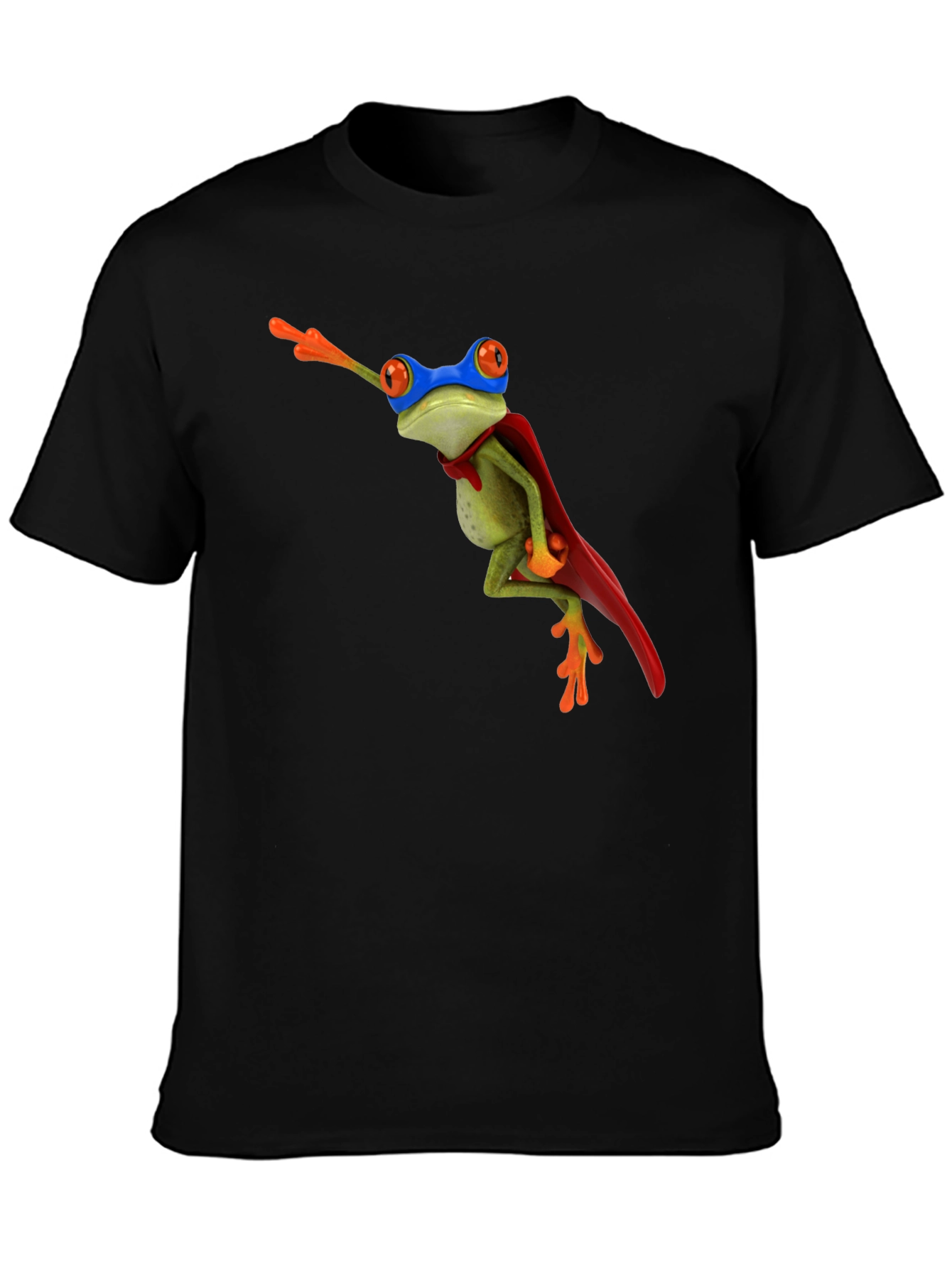 Superhero Frog Black T-Shirt