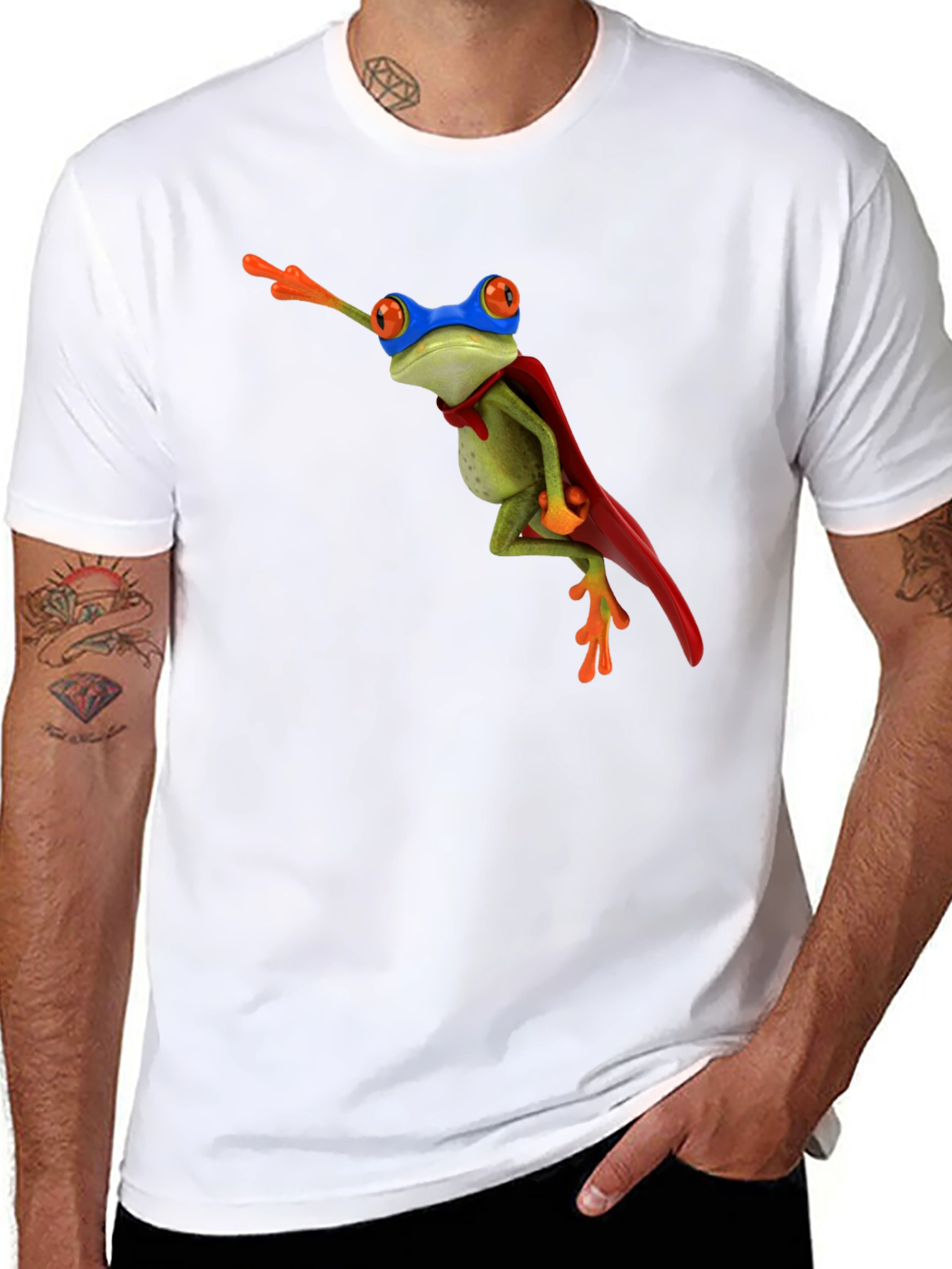 Superhero Frog Black T-Shirt