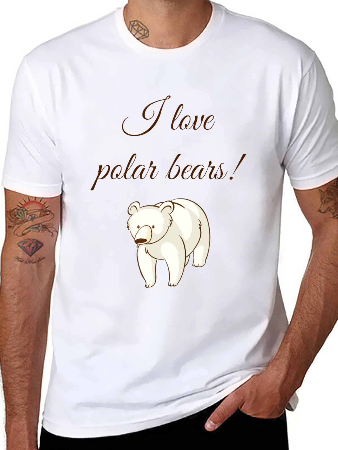 I Love Polar Bears Graphic T-Shirt - Black
