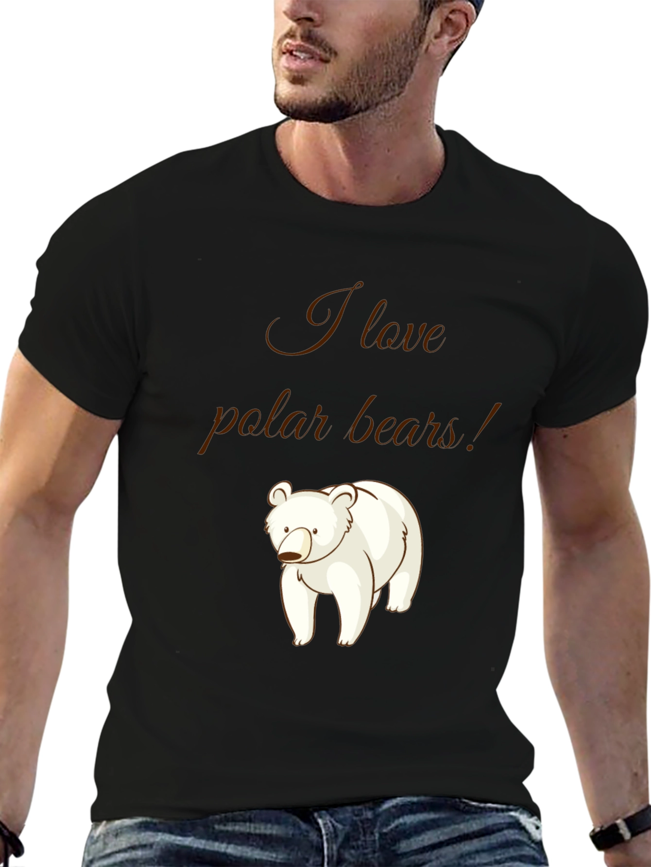 I Love Polar Bears Graphic T-Shirt - Black