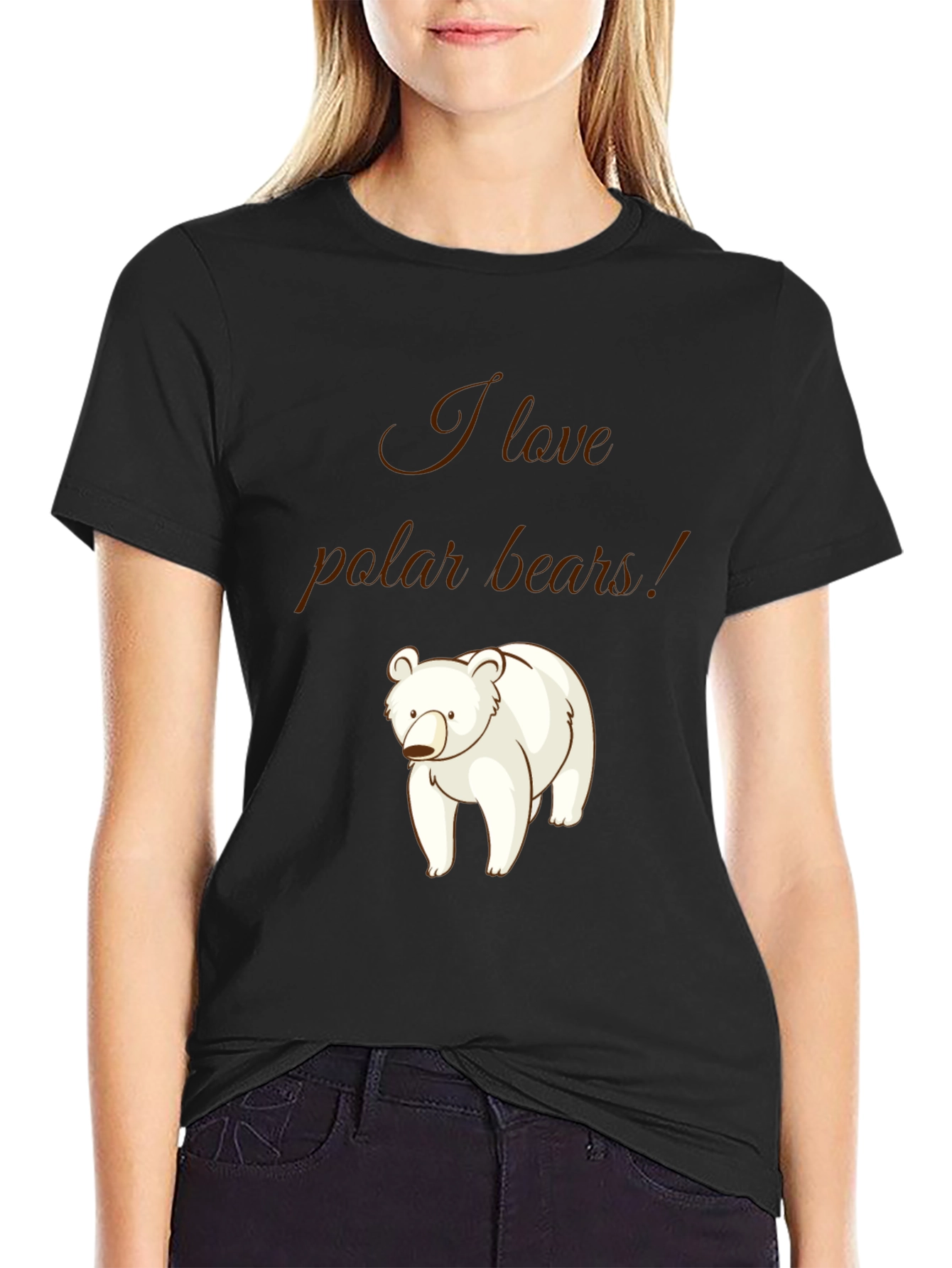 I Love Polar Bears Graphic T-Shirt - Black