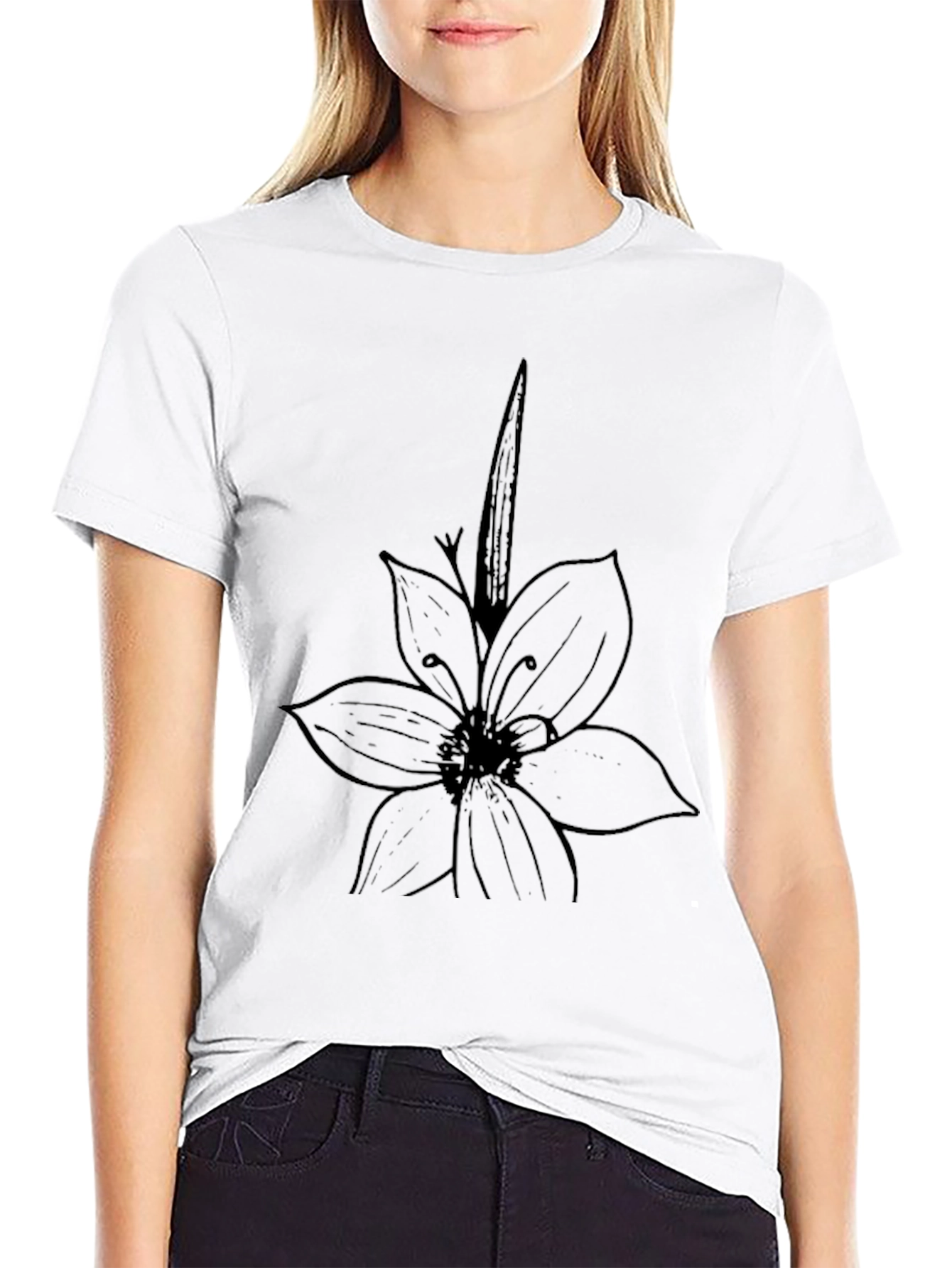 Black Floral Graphic Tee - Casual Style