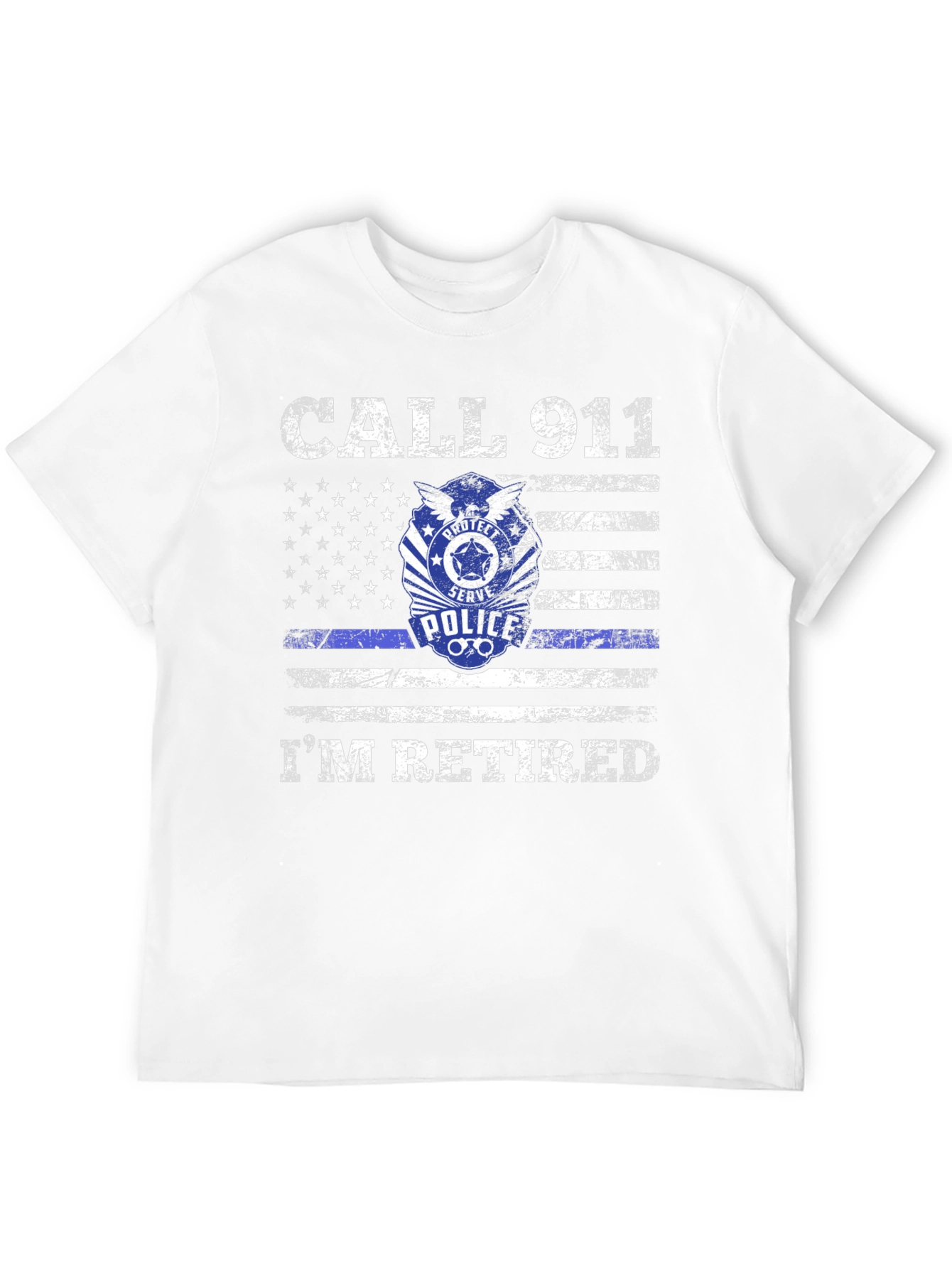 Retired Police American Flag Graphic T-Shirt