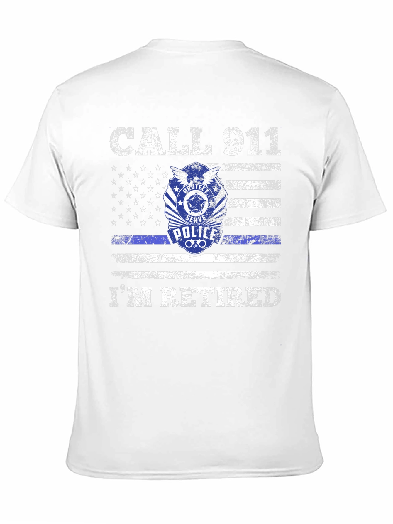 Retired Police American Flag Graphic T-Shirt