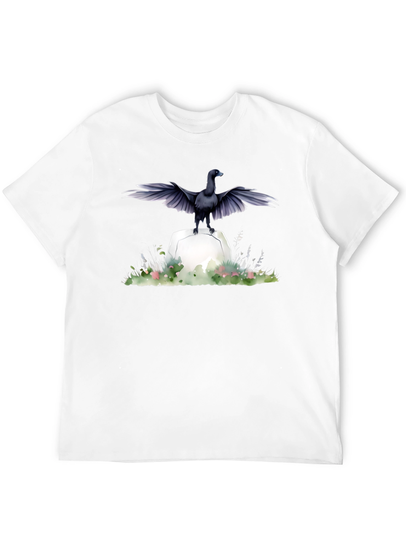 Raven on Tombstone Graphic Tee - Mens Black T-Shirt