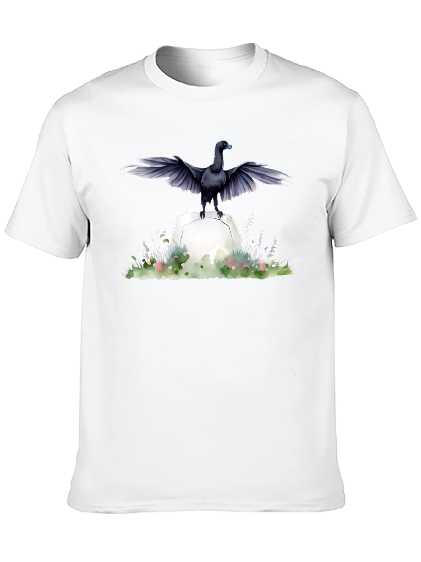 Raven on Tombstone Graphic Tee - Mens Black T-Shirt