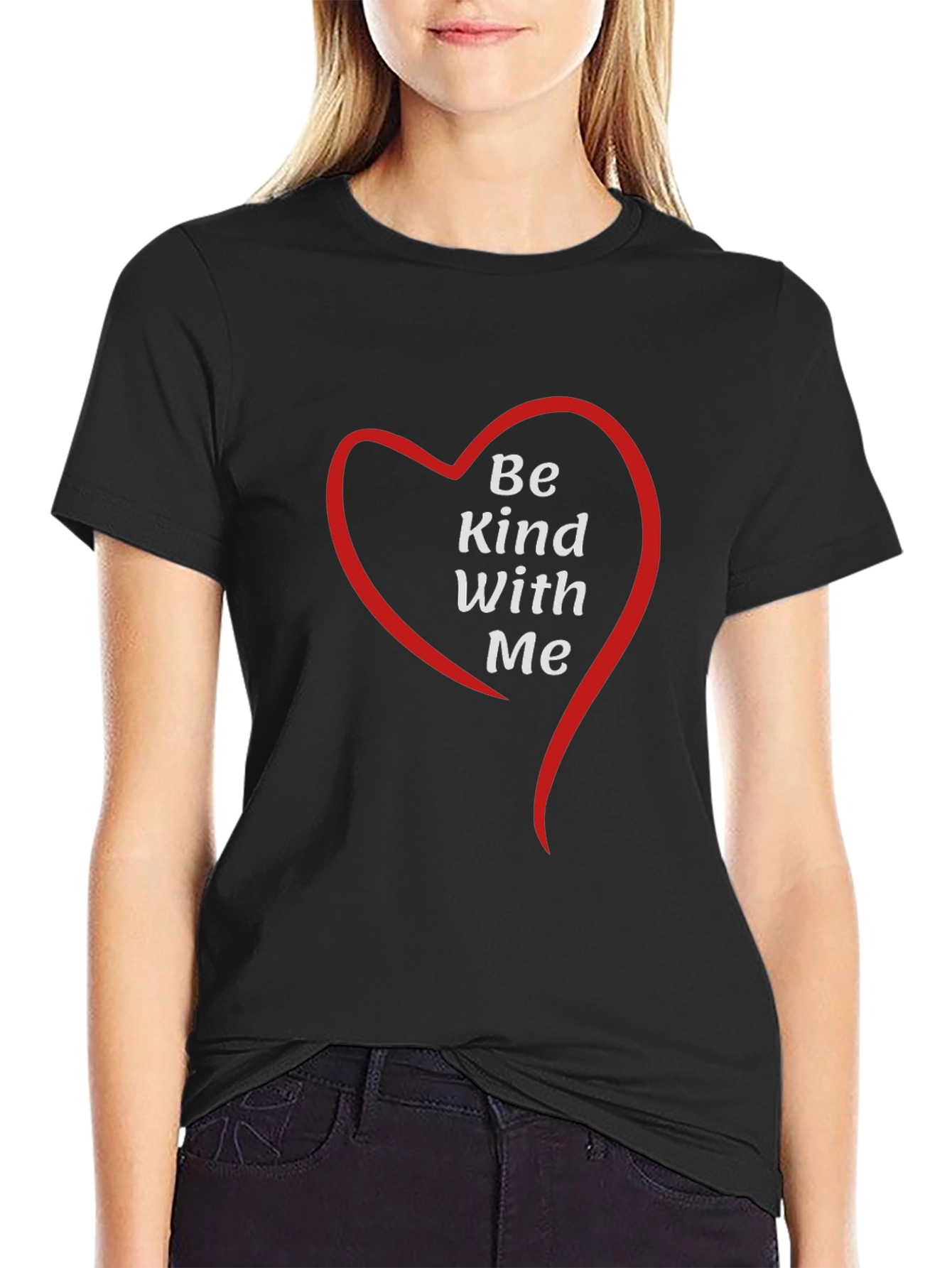 Be Kind With Me Heart Graphic Tee - Black