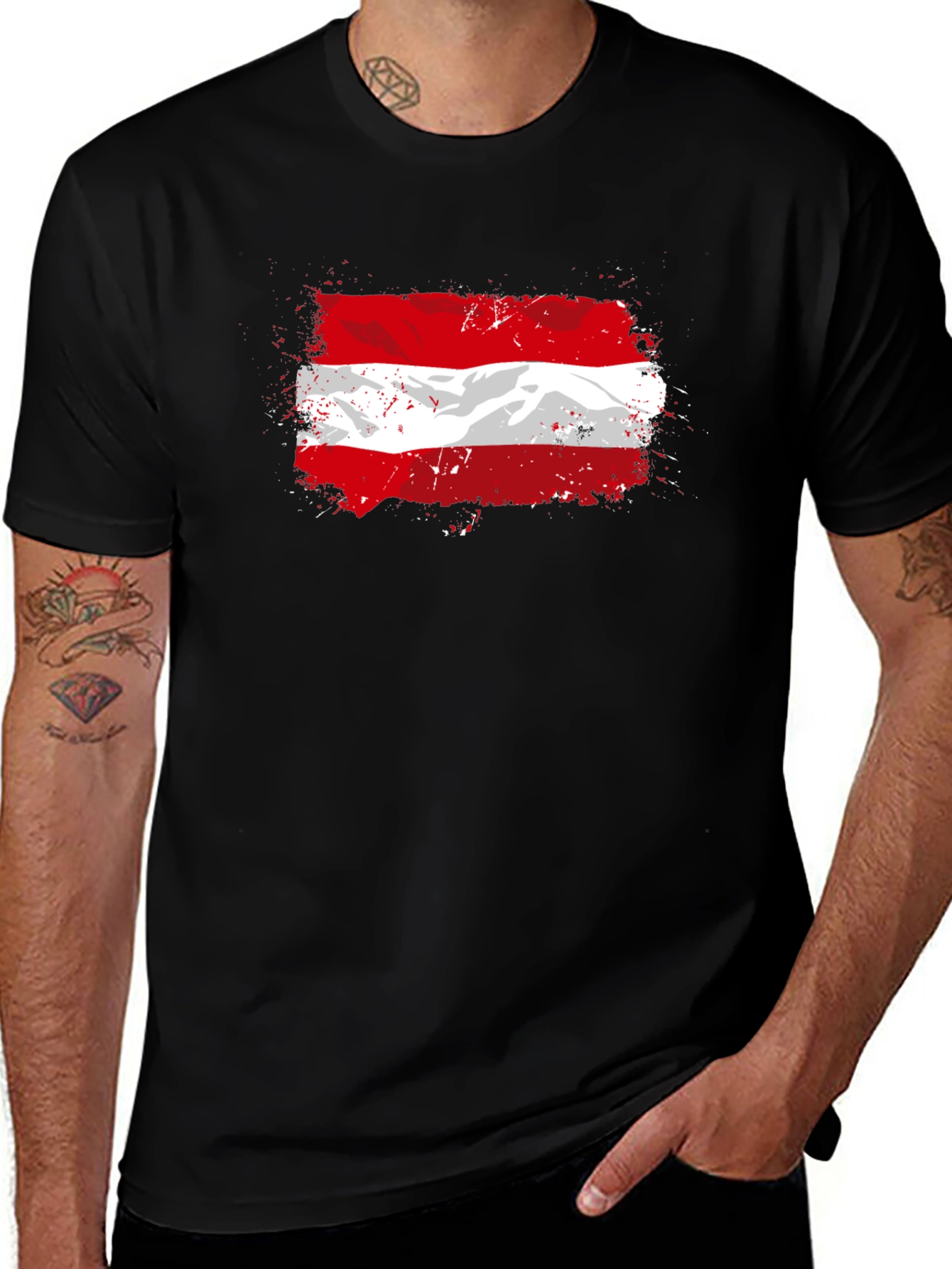 Austrian Flag T-Shirt - Grunge Style Graphic Tee