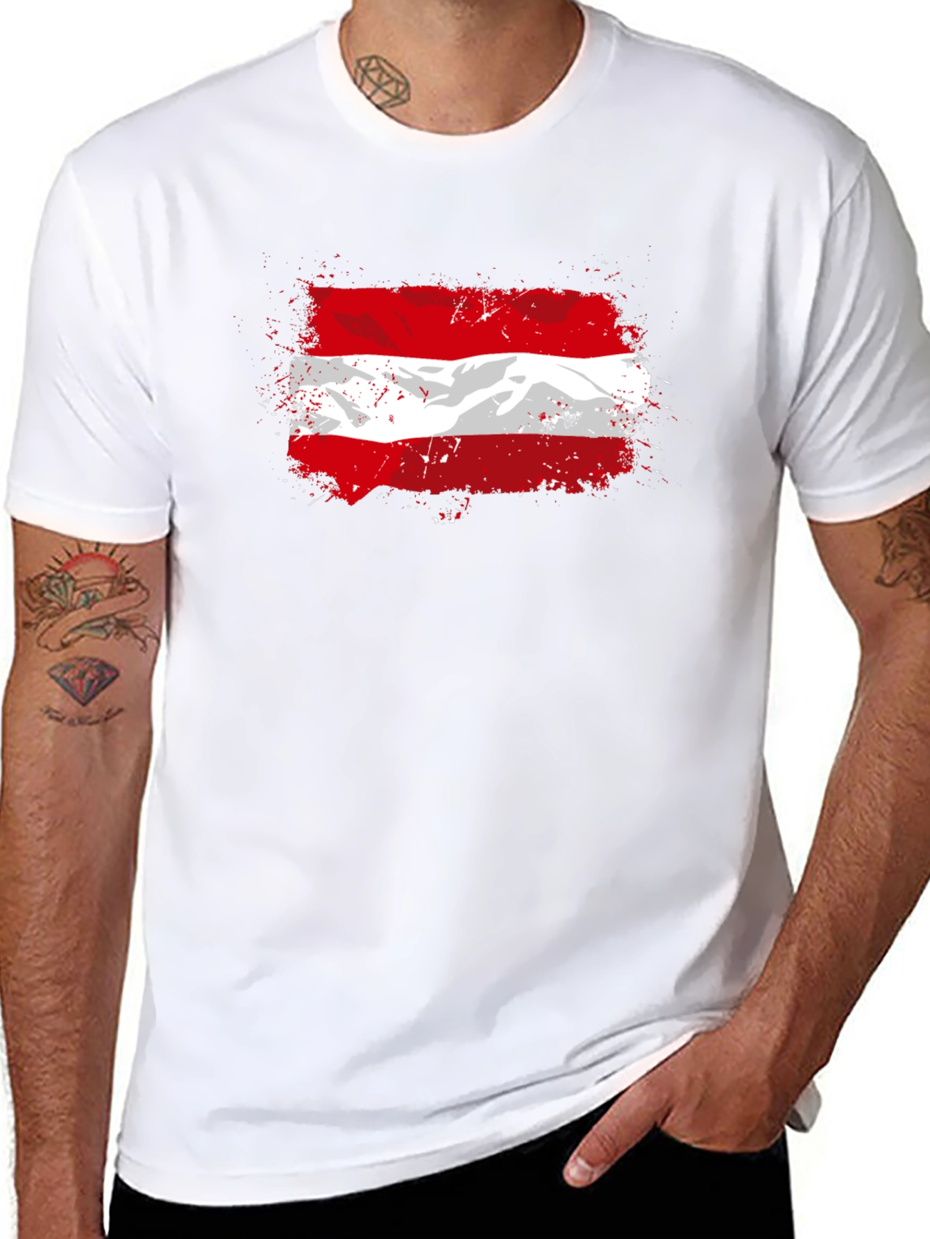 Austrian Flag T-Shirt - Grunge Style Graphic Tee