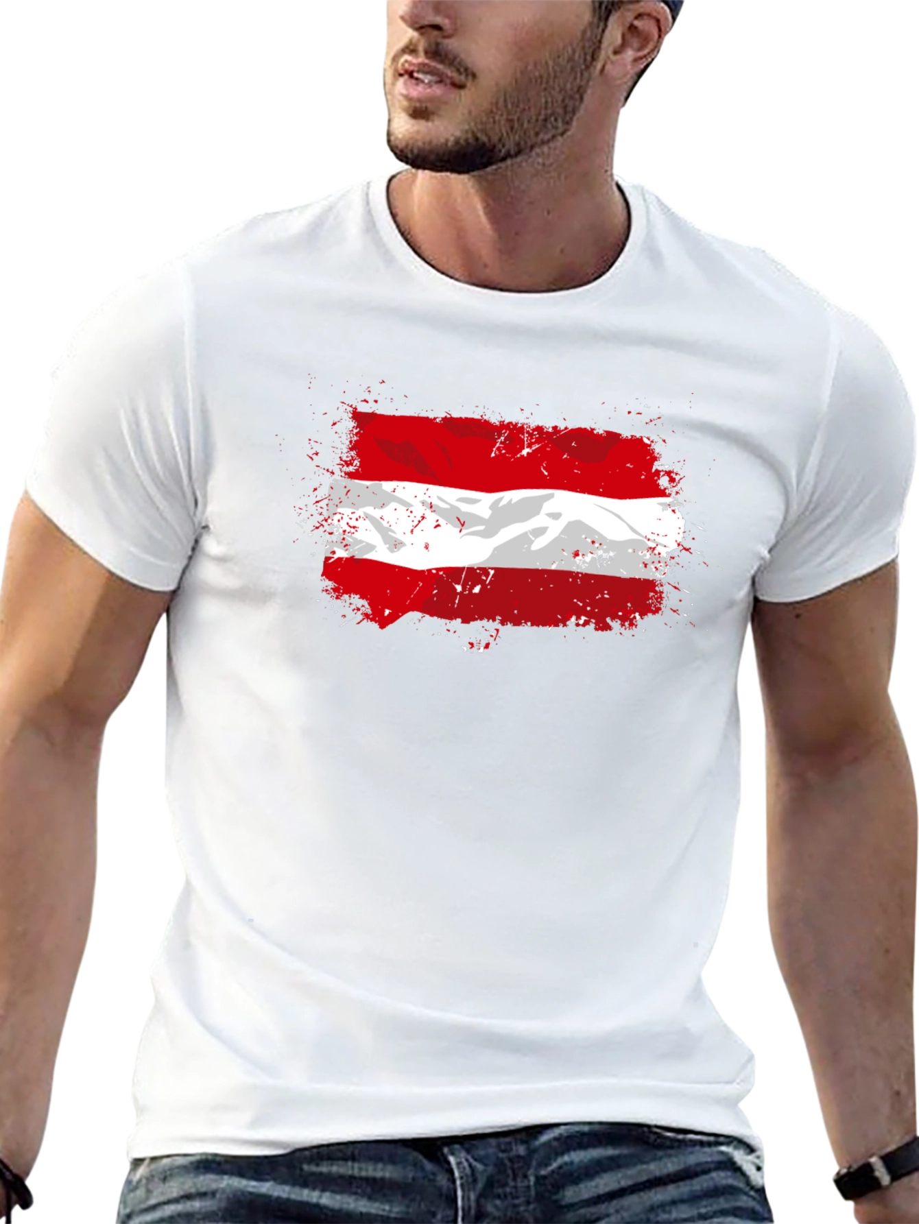 Austrian Flag T-Shirt - Grunge Style Graphic Tee