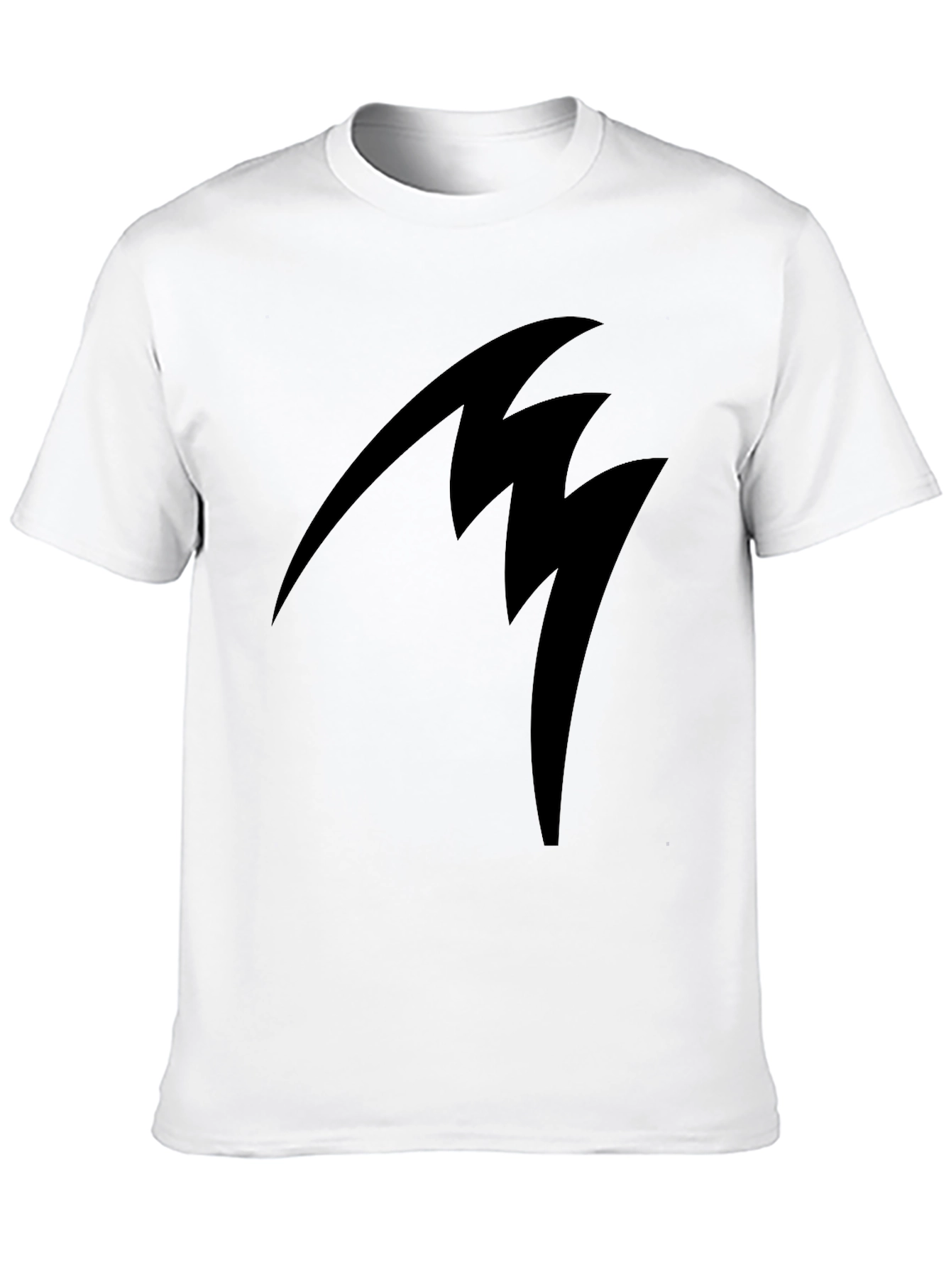 Black Tee with Abstract Lightning Bolt Design