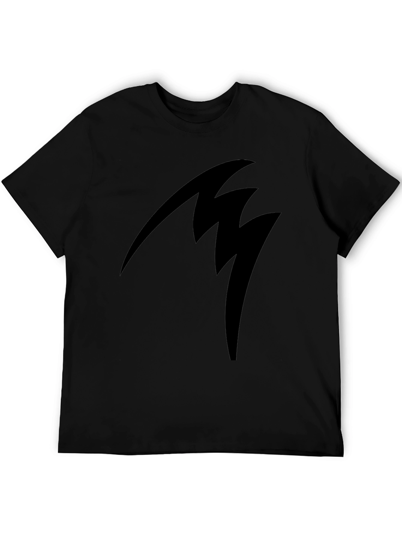 Black Tee with Abstract Lightning Bolt Design
