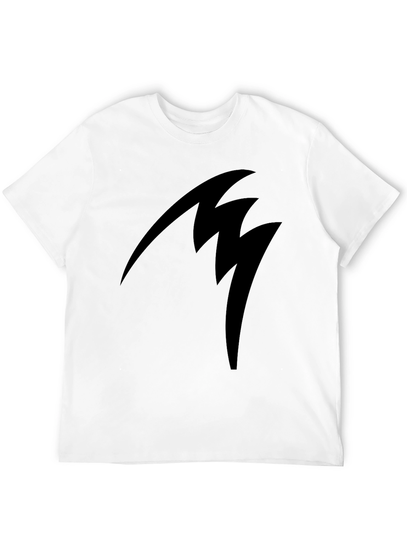 Black Tee with Abstract Lightning Bolt Design