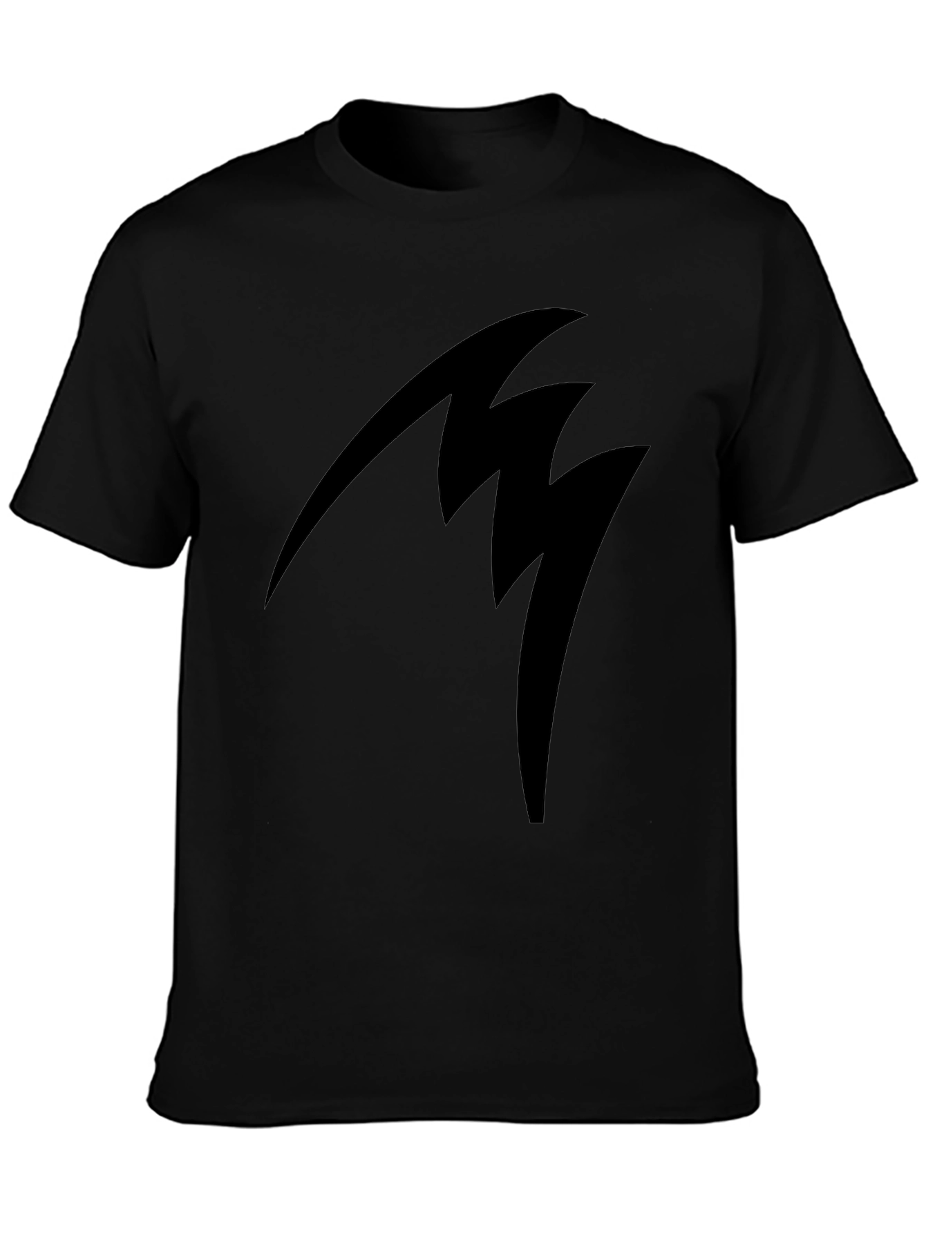 Black Tee with Abstract Lightning Bolt Design