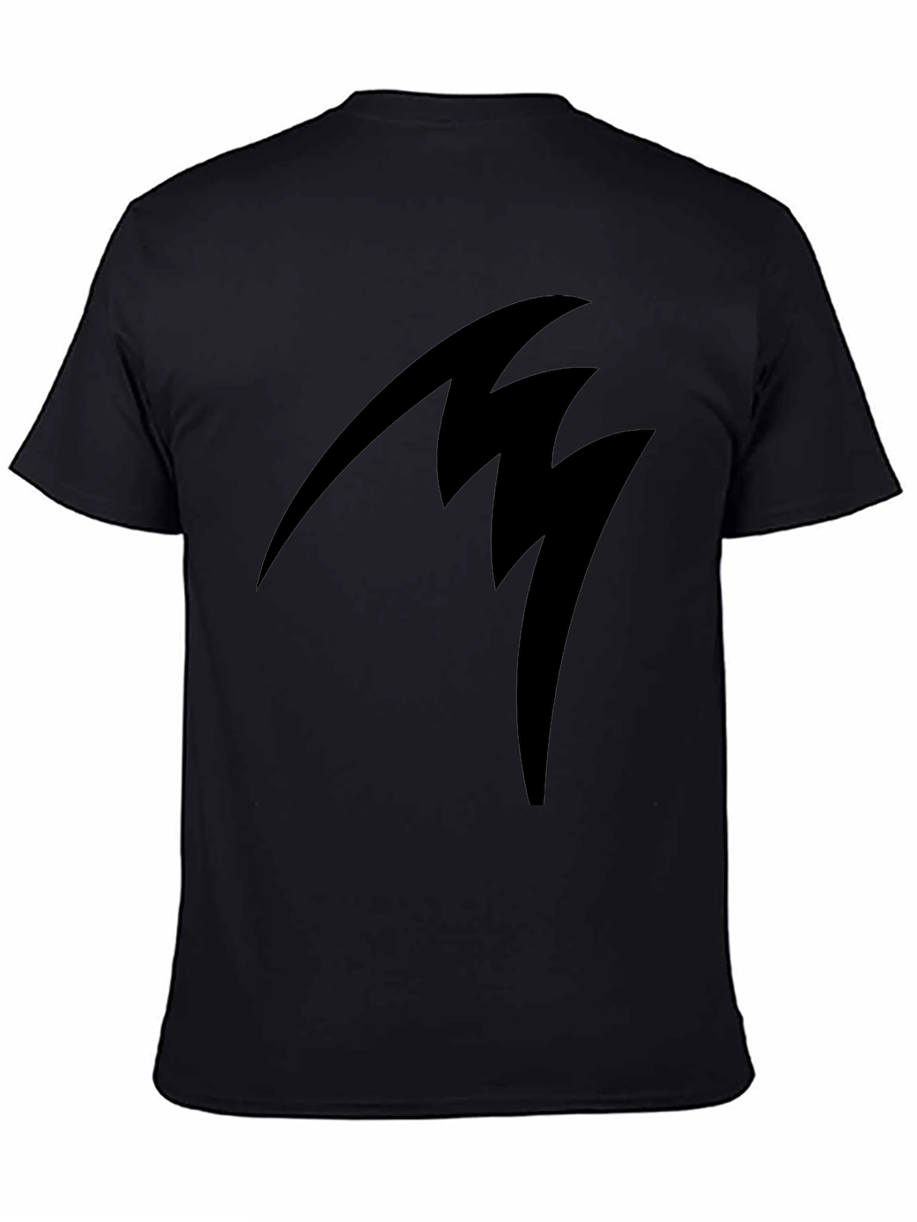 Black Tee with Abstract Lightning Bolt Design