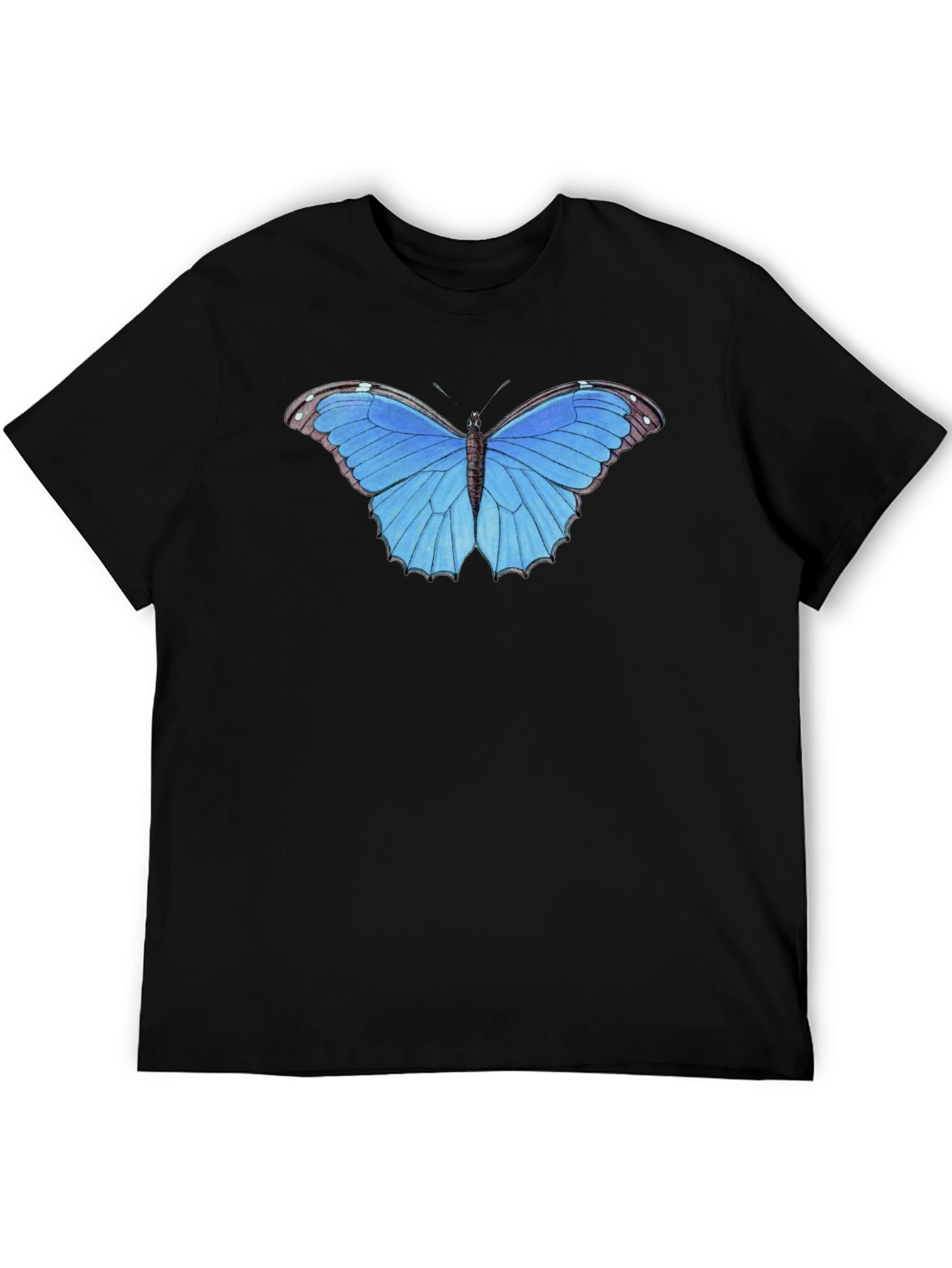 Blue Butterfly Graphic Tee - Unisex Black T-Shirt