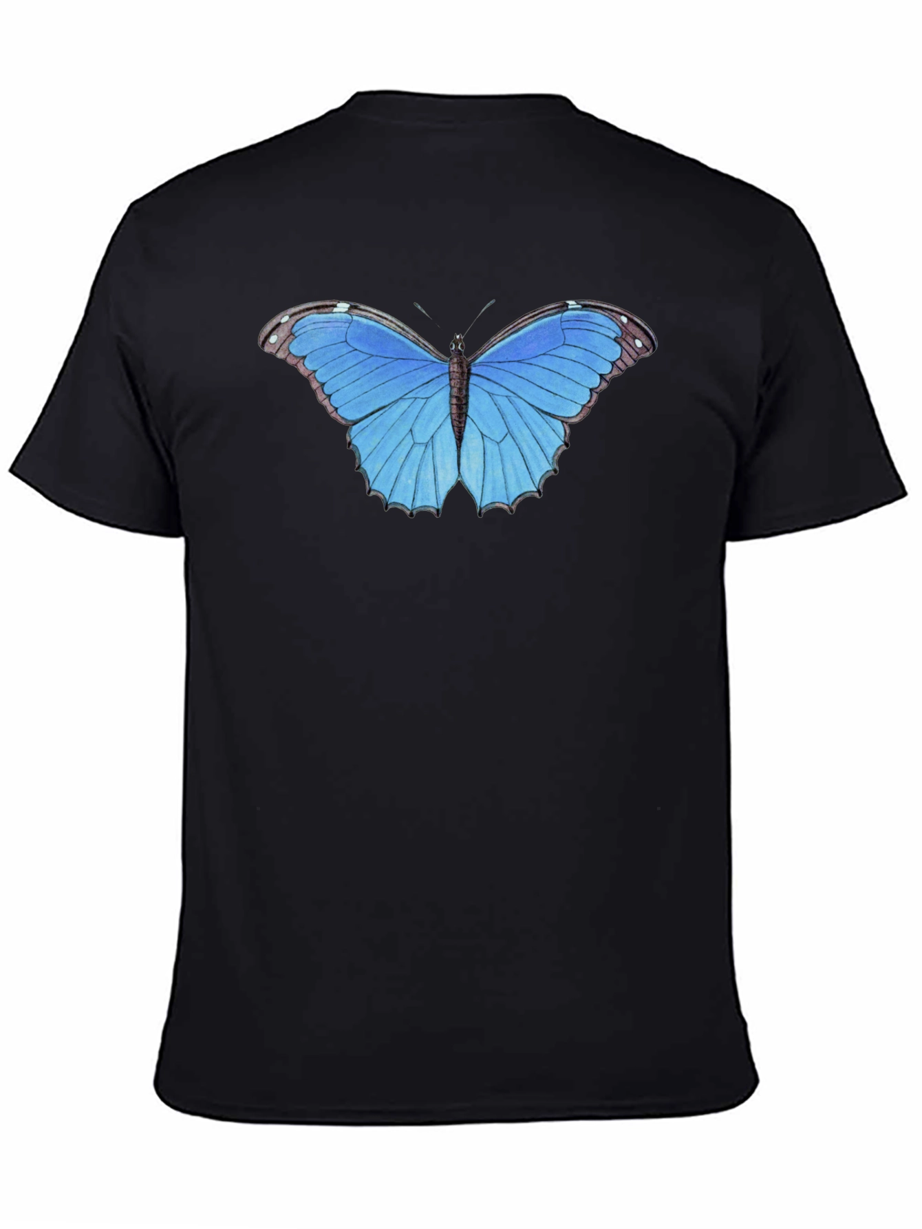 Blue Butterfly Graphic Tee - Unisex Black T-Shirt