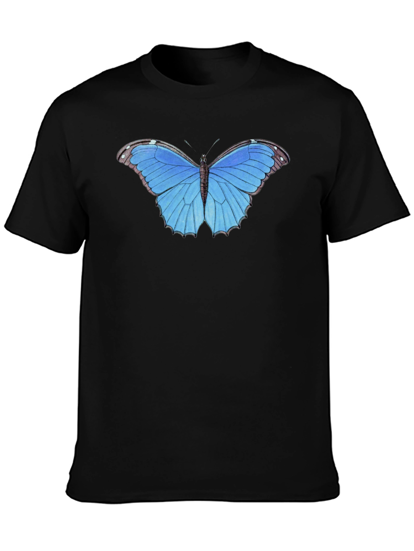 Blue Butterfly Graphic Tee - Unisex Black T-Shirt