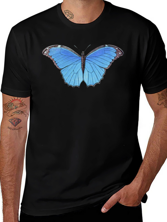 Blue Butterfly Graphic Tee - Unisex Black T-Shirt