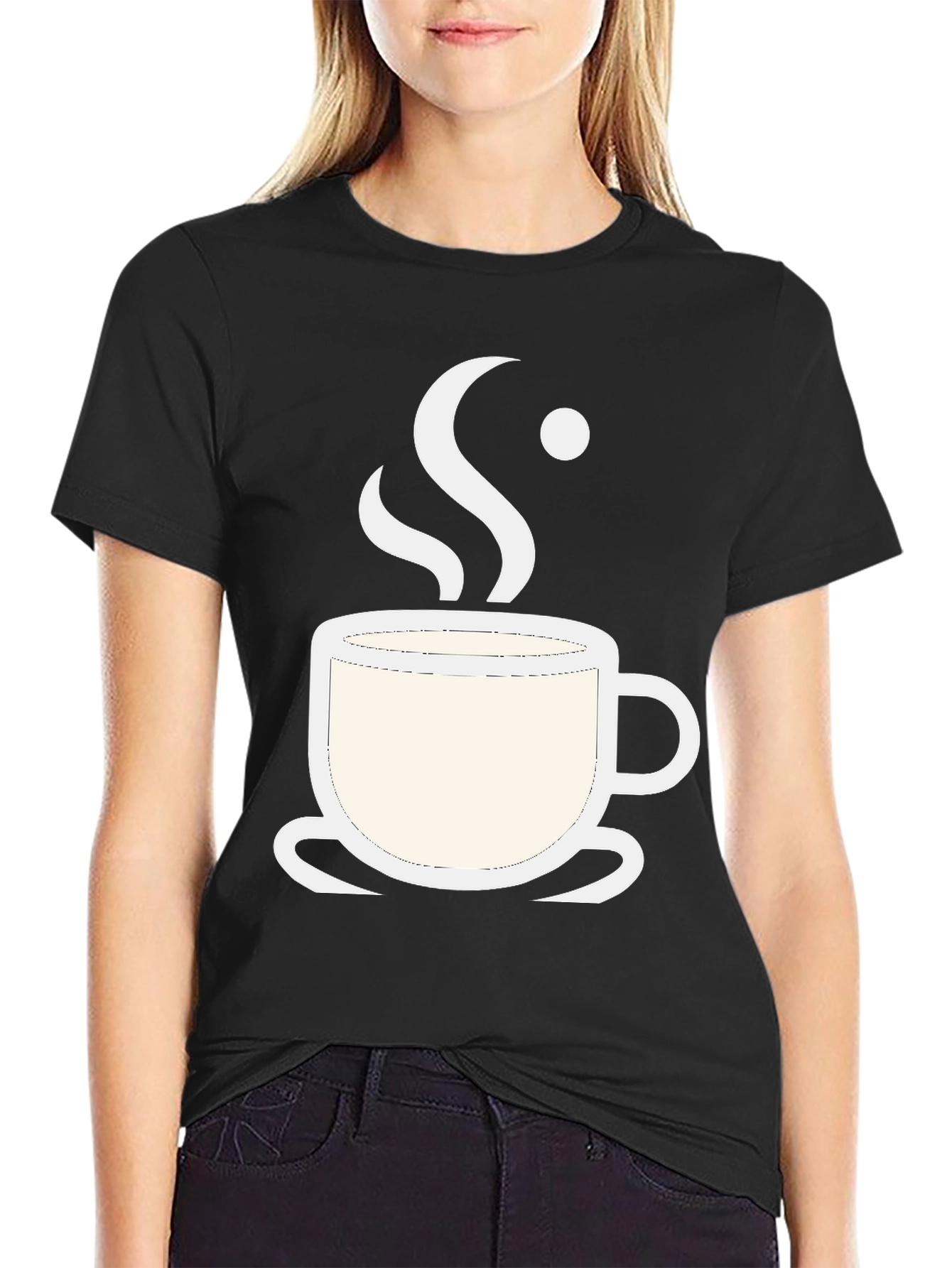 Coffee Cup Graphic Tee - Black Cotton Blend