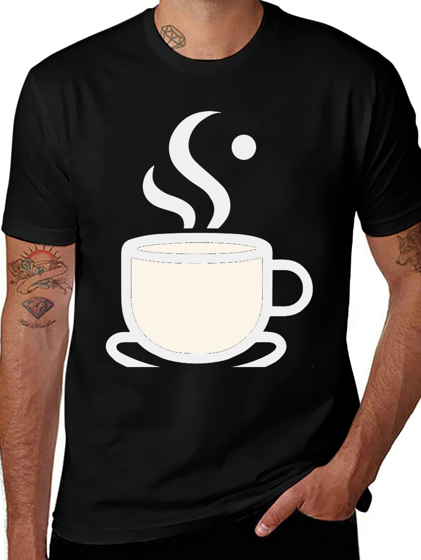 Coffee Cup Graphic Tee - Black Cotton Blend