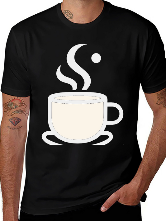 Coffee Cup Graphic Tee - Black Cotton Blend