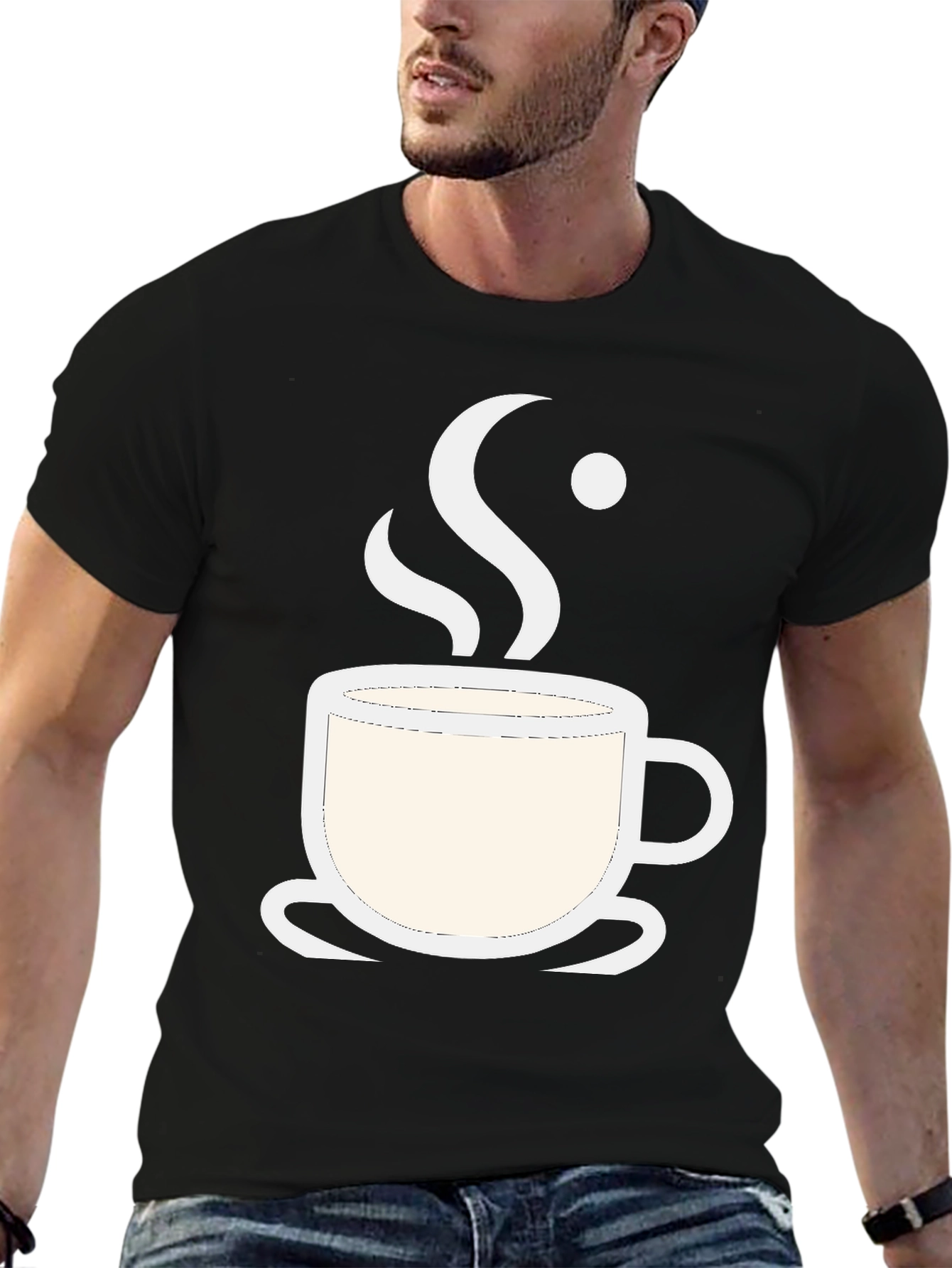 Coffee Cup Graphic Tee - Black Cotton Blend