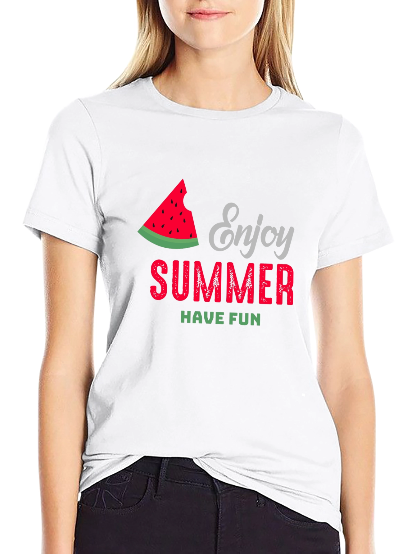 Enjoy Summer Watermelon Graphic T-Shirt