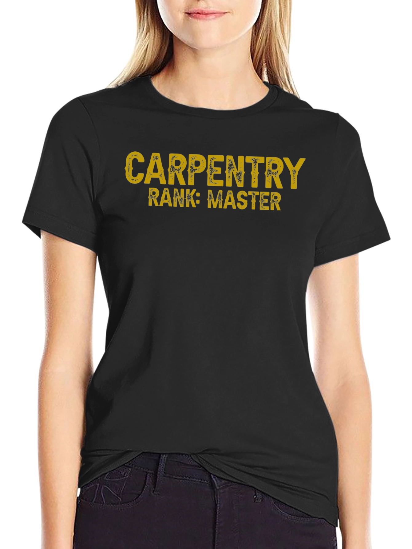 Carpentry Master T-Shirt - Black Crew Neck