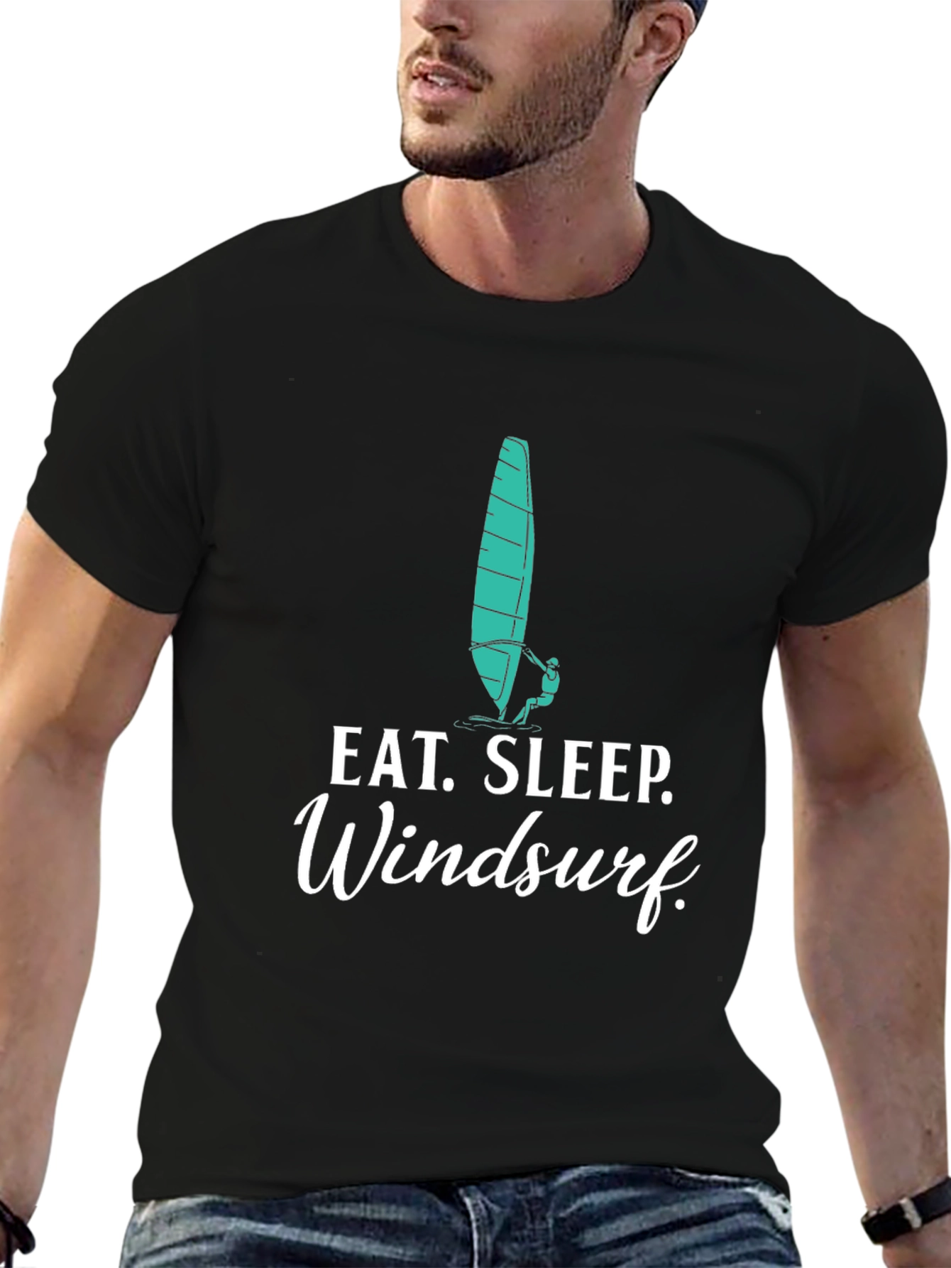 Eat. Sleep. Windsurf. Black Graphic Tee