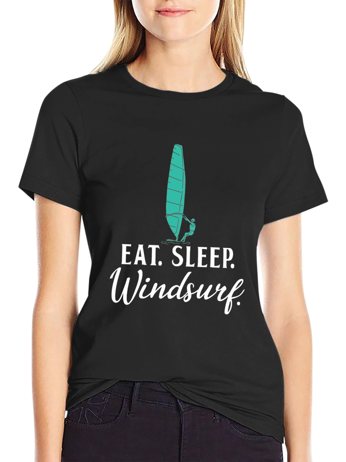 Eat. Sleep. Windsurf. Black Graphic Tee
