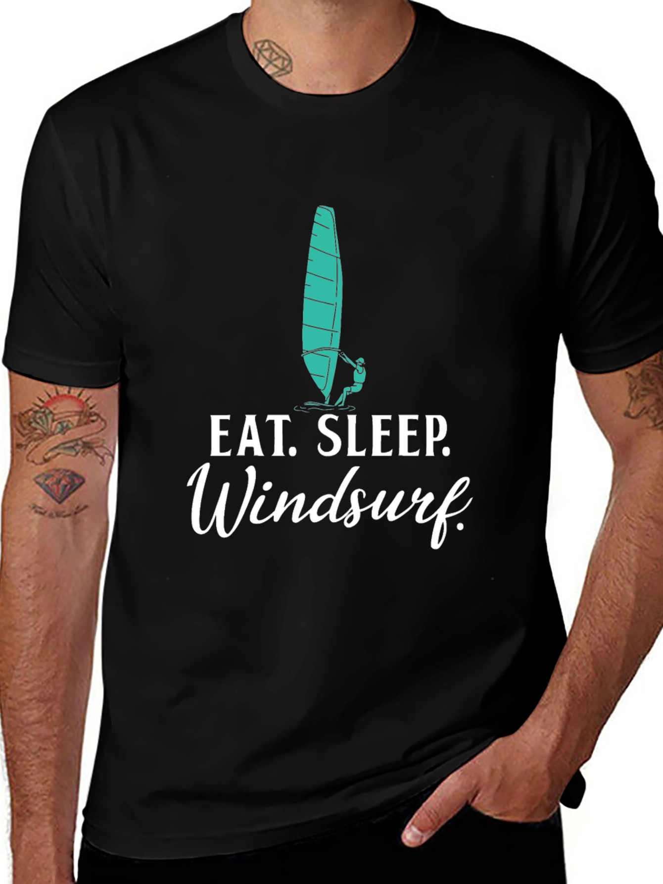 Eat. Sleep. Windsurf. Black Graphic Tee