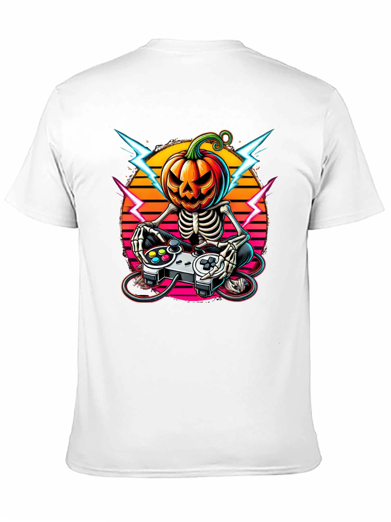 Halloween Gamer Skeleton Pumpkin Head T-Shirt