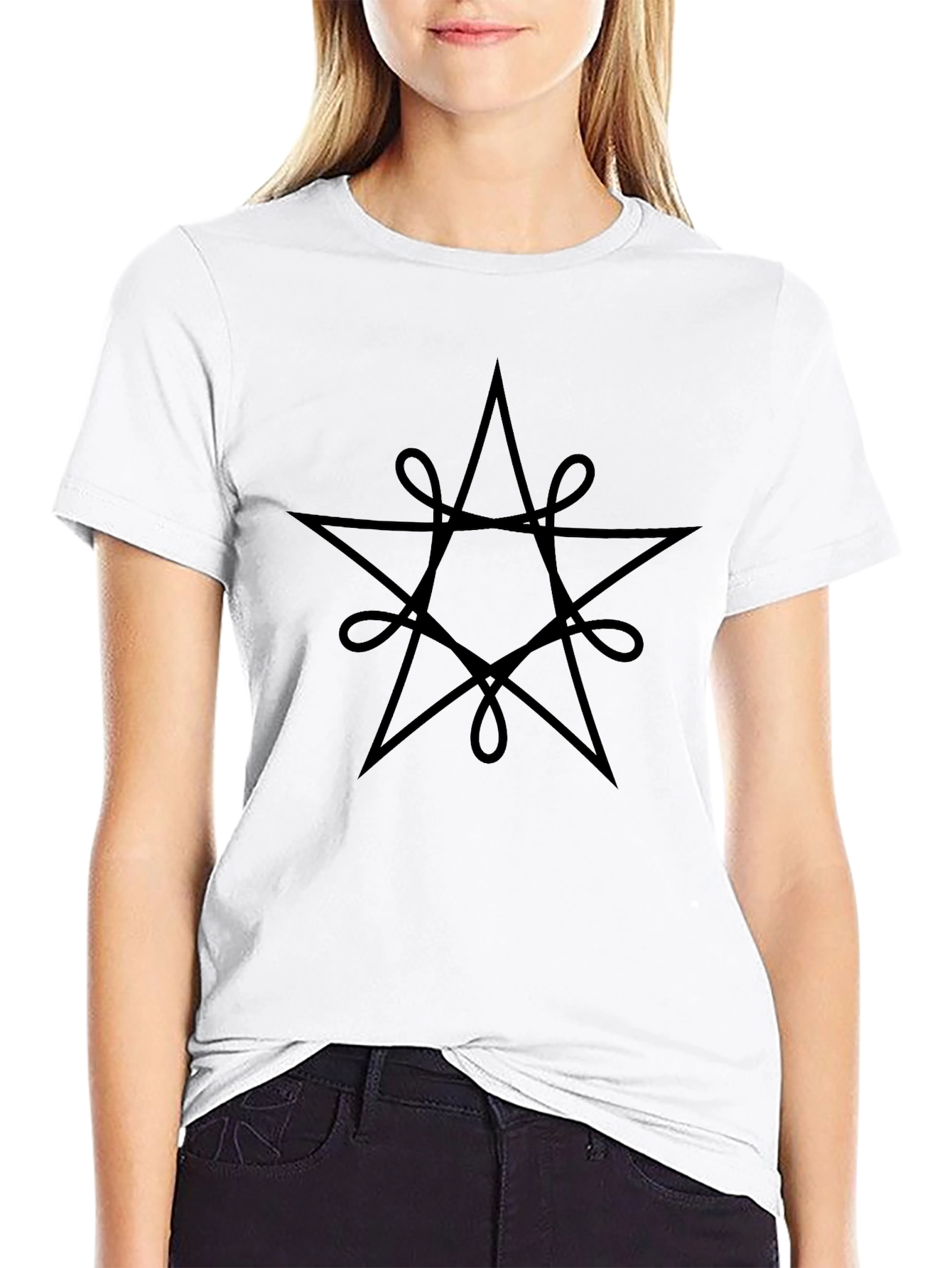 Mystic Star Graphic Tee - Black Cotton Blend