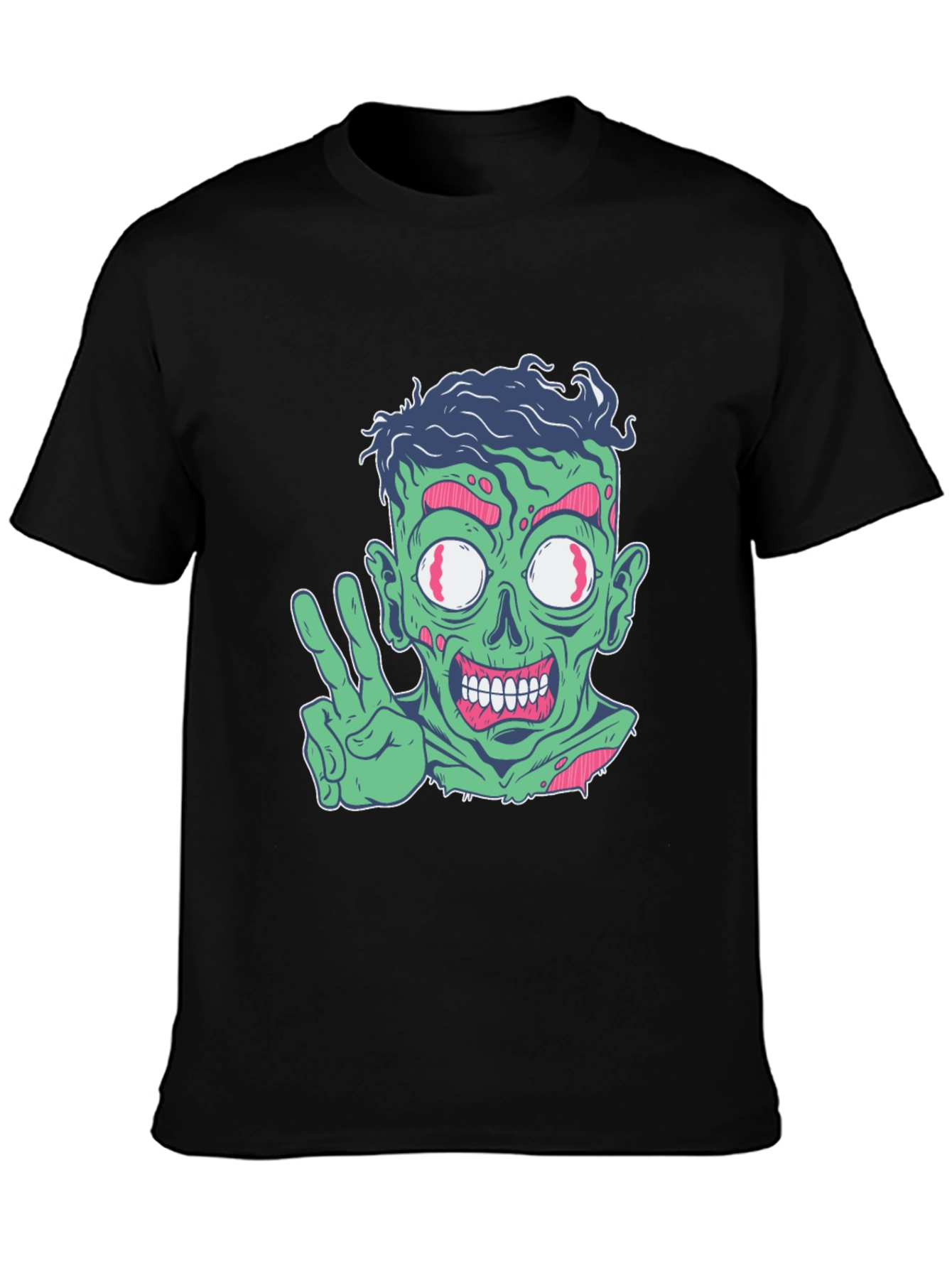 Zombie Peace Sign Graphic Tee - Mens Black T-Shirt